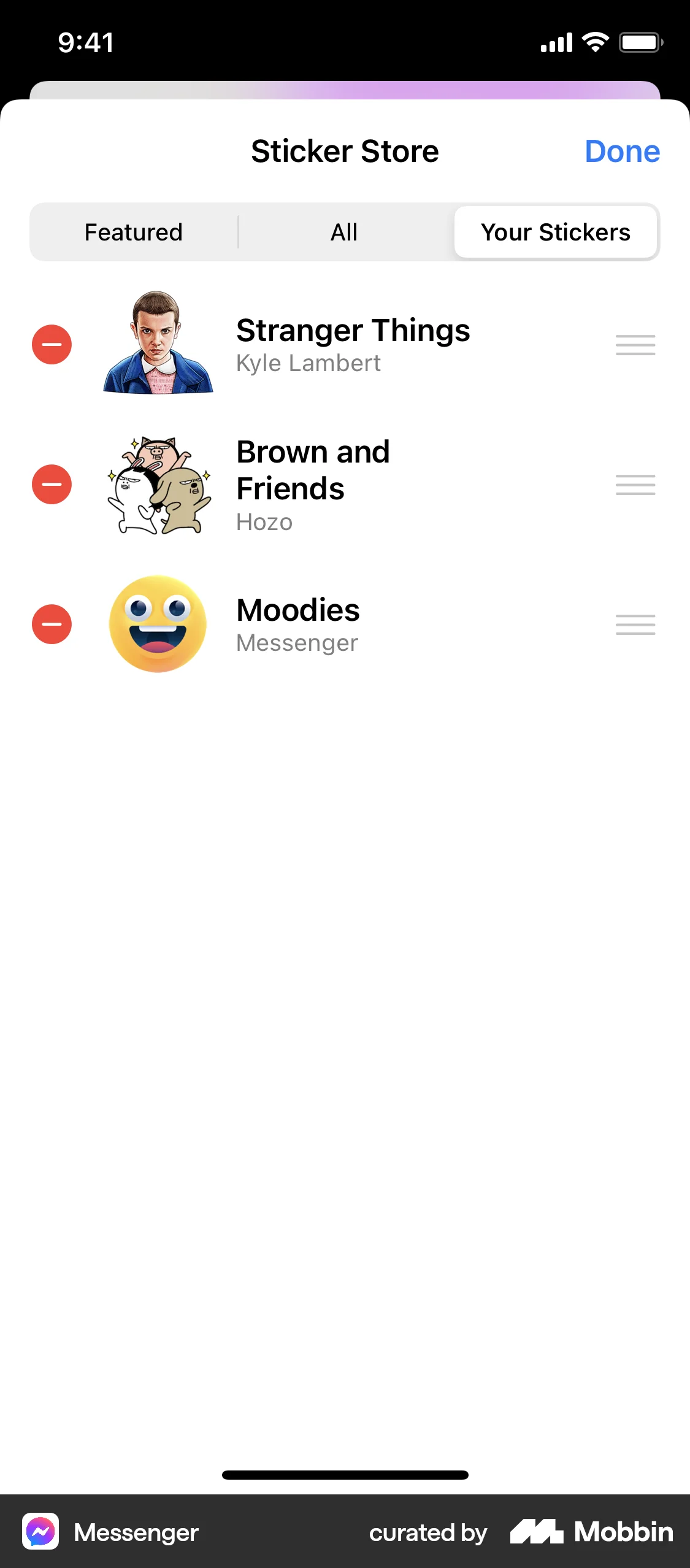 Messenger iOS Filters & Stickers screen