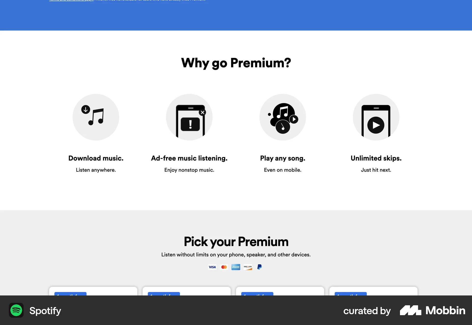 Spotify Web Feature Info screen