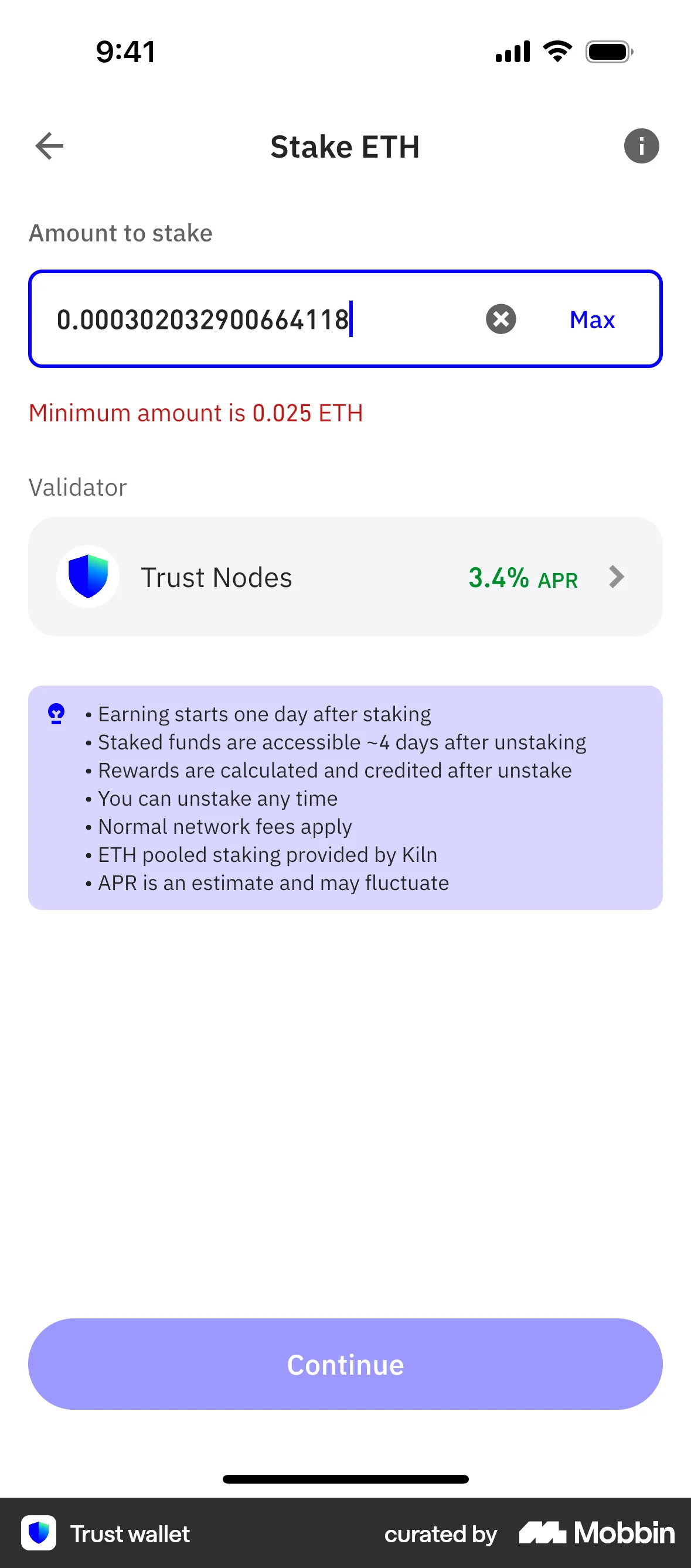 Trust Wallet iOS Error screen