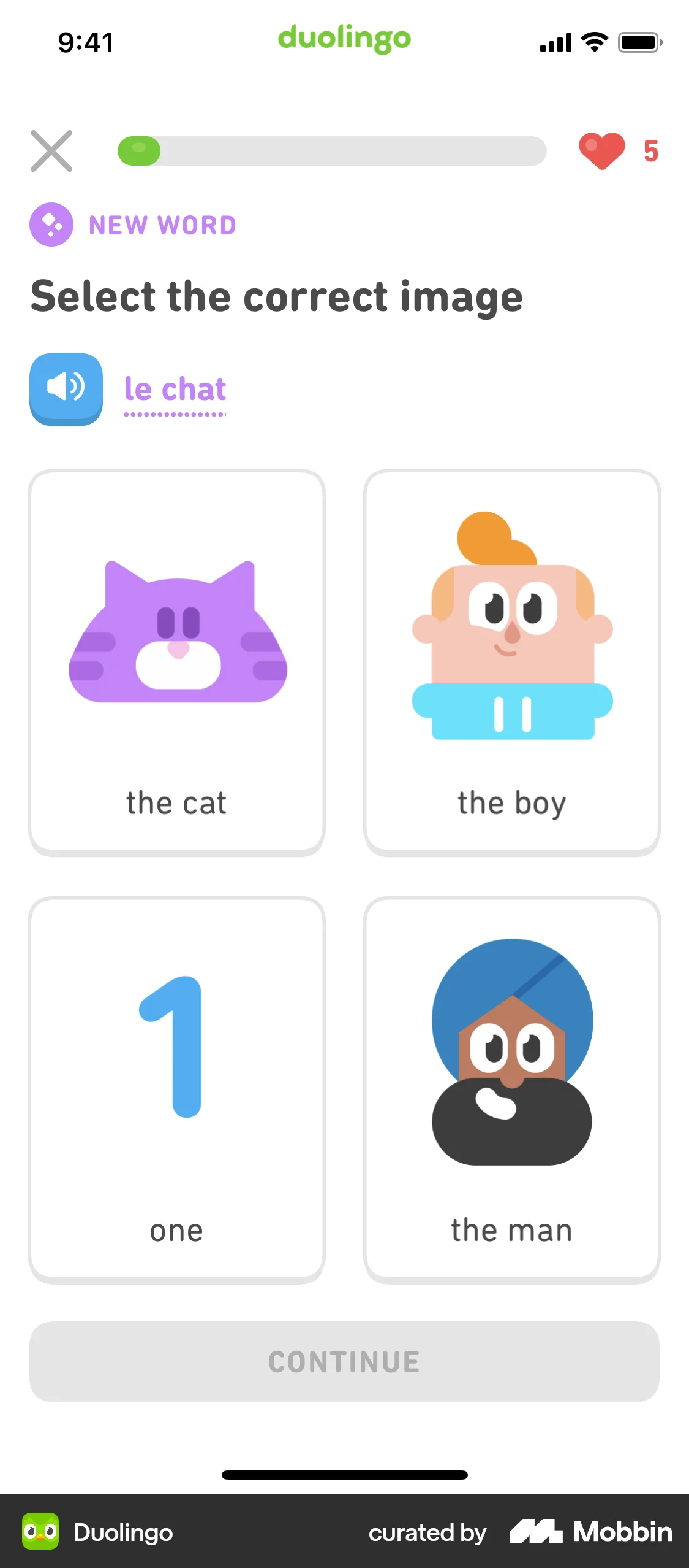 Duolingo iOS Quiz screen