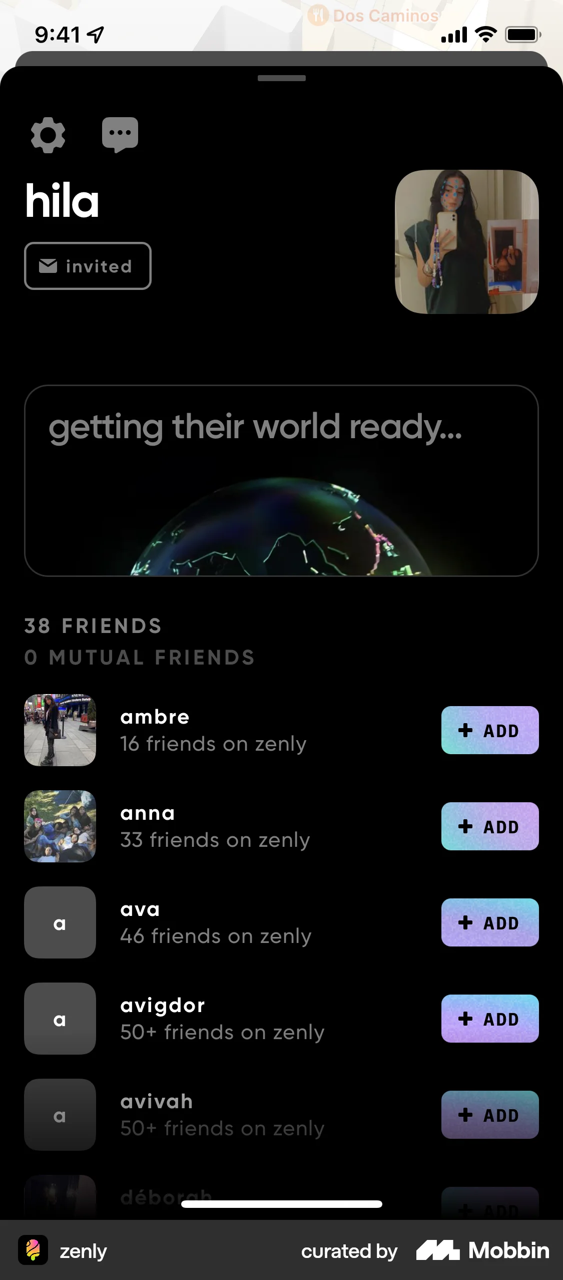 zenly iOS Invite & Refer Friends screen