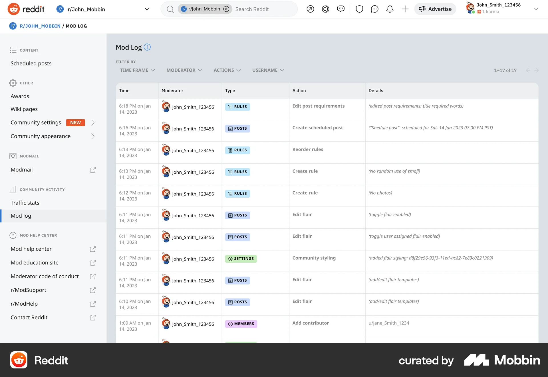 Reddit Web screen containing Status Dot UI element