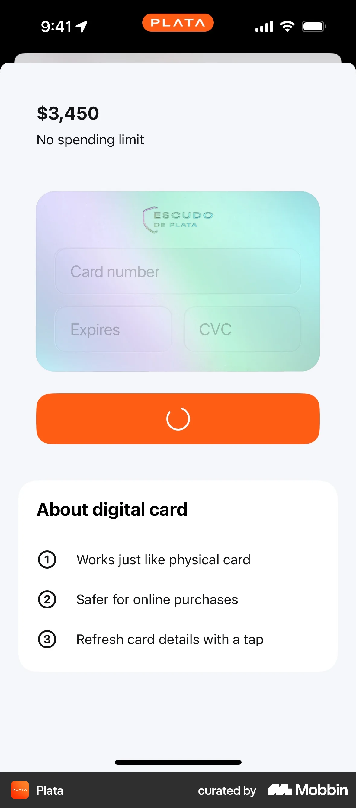Plata Card iOS Loading screen