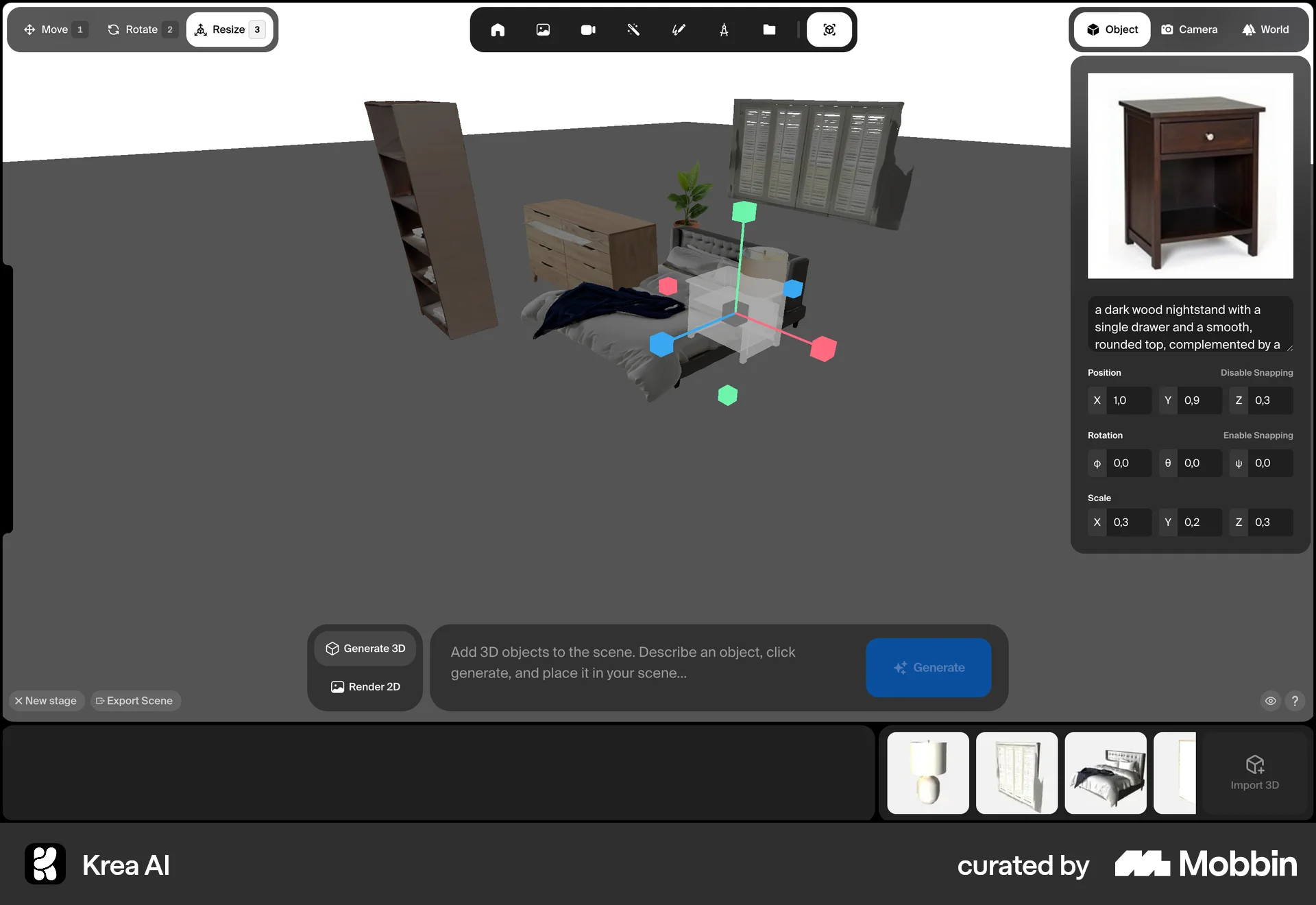 Krea AI Web Add & Create screen