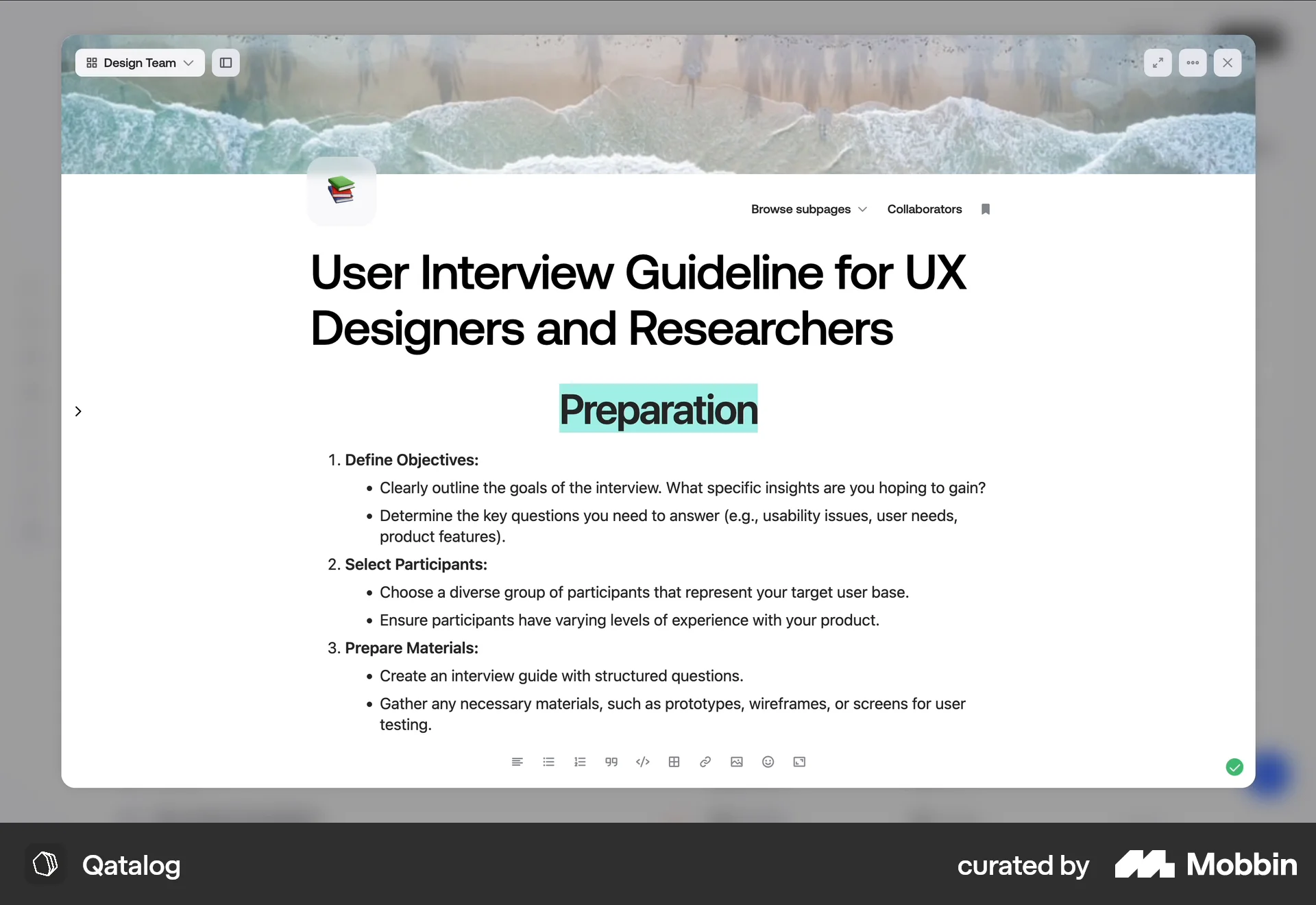 Qatalog Web Note Detail screen