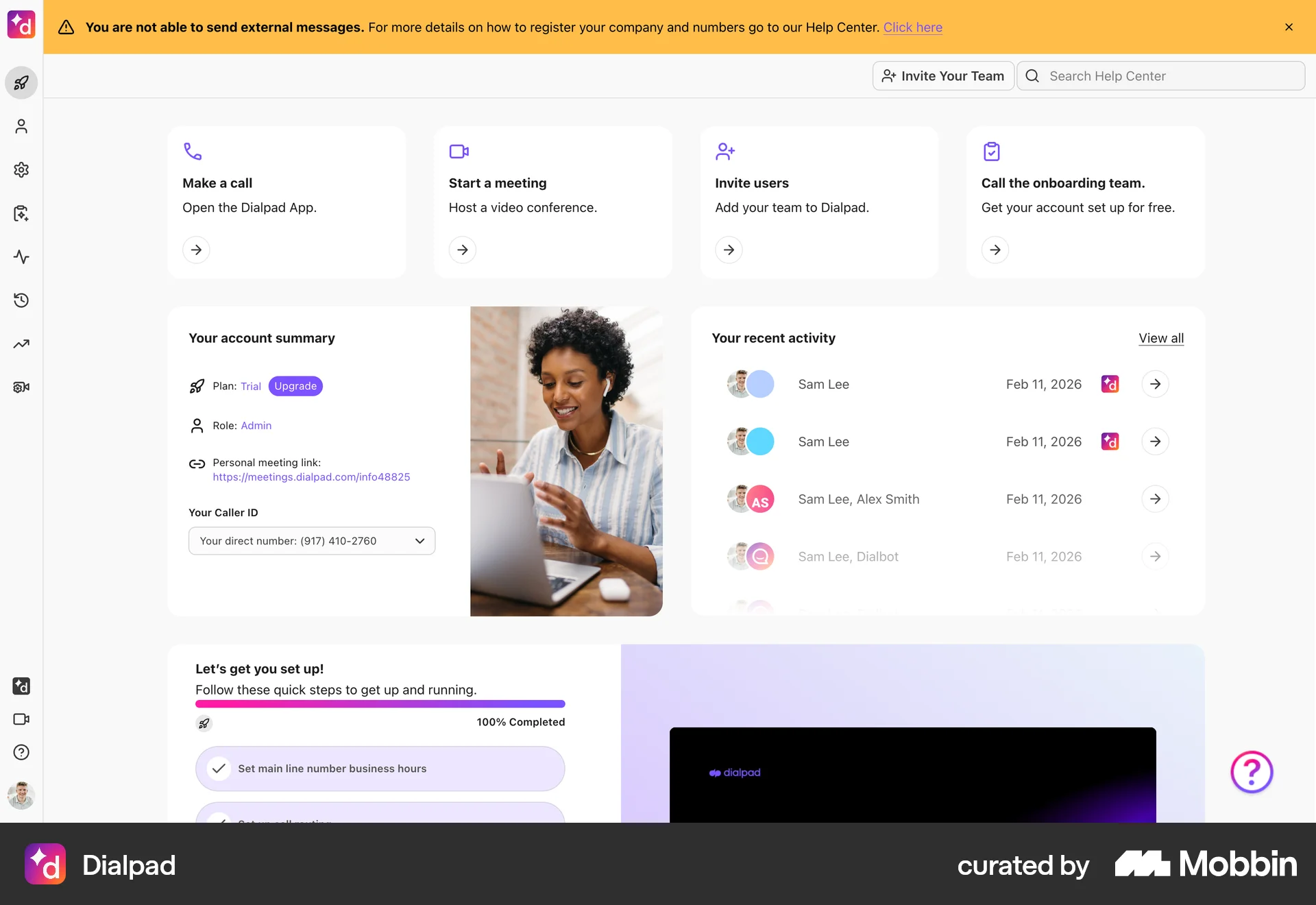 Dialpad Web Admin Dashboard screen
