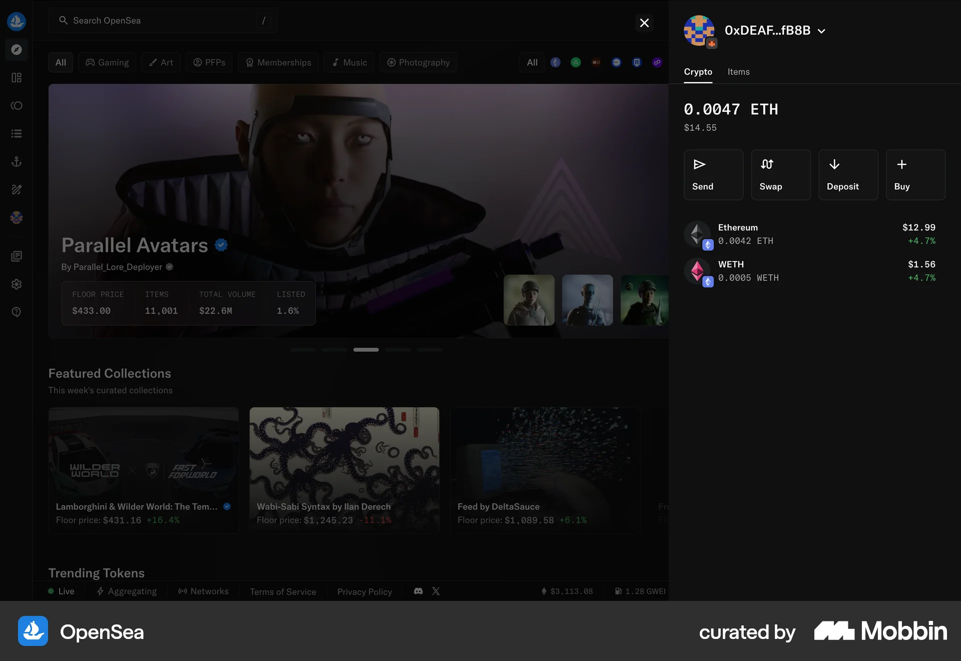 OpenSea Web Wallet & Balance screen
