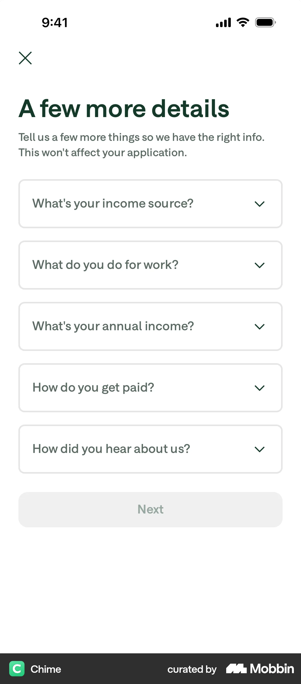 Chime Onboarding screen