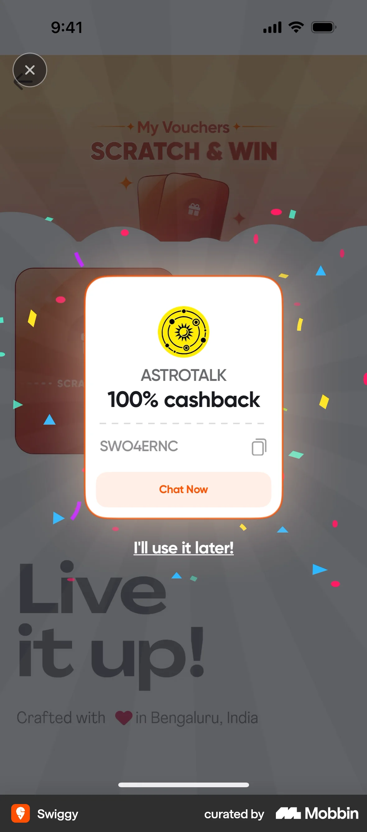 Swiggy iOS Confetti screen