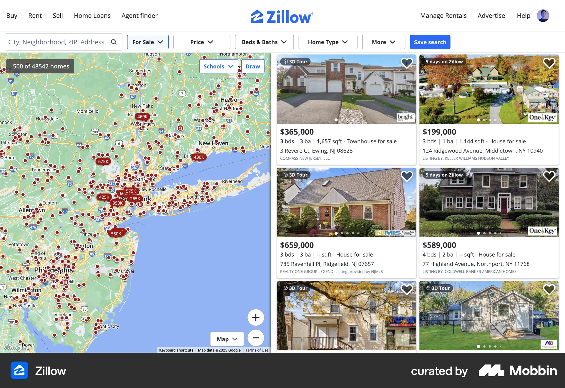 Zillow Web Real Estate App screen
