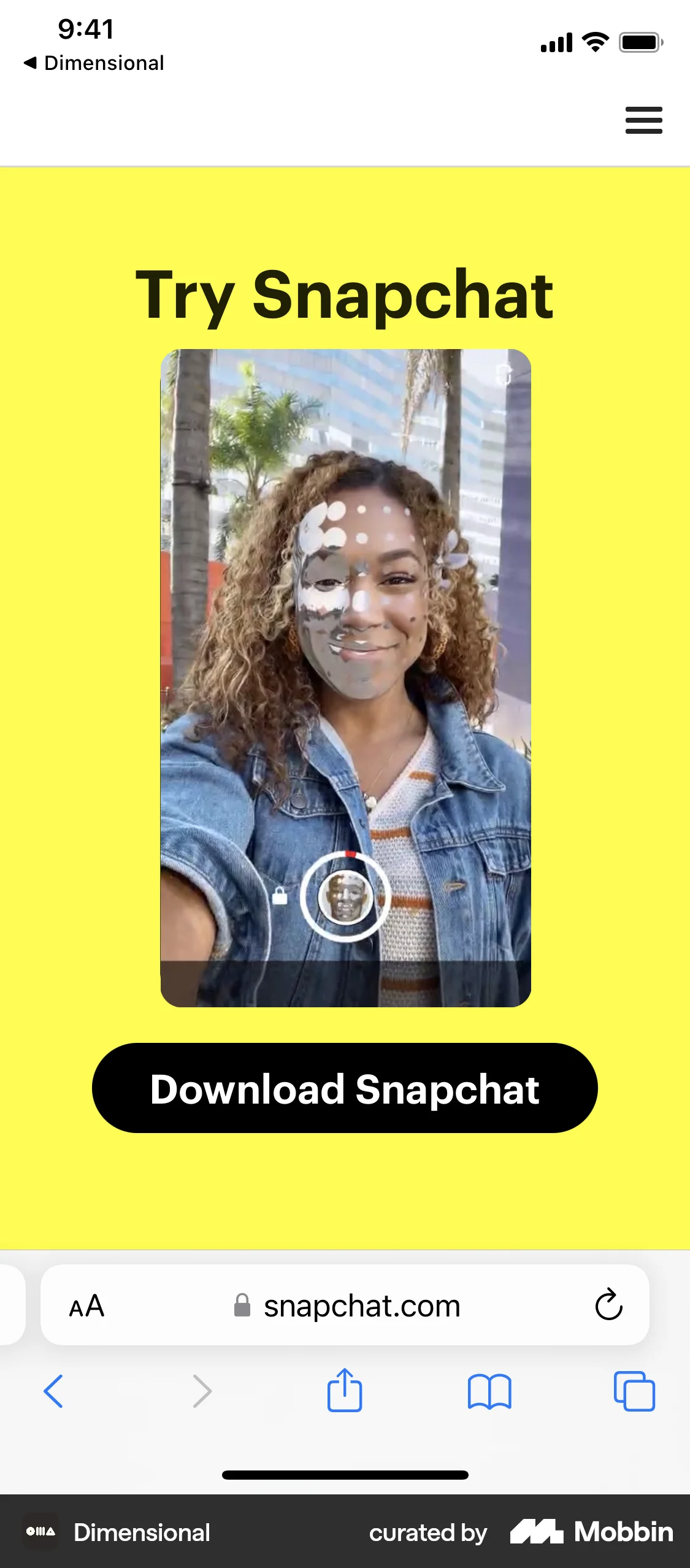 Dimensional iOS Browser screen