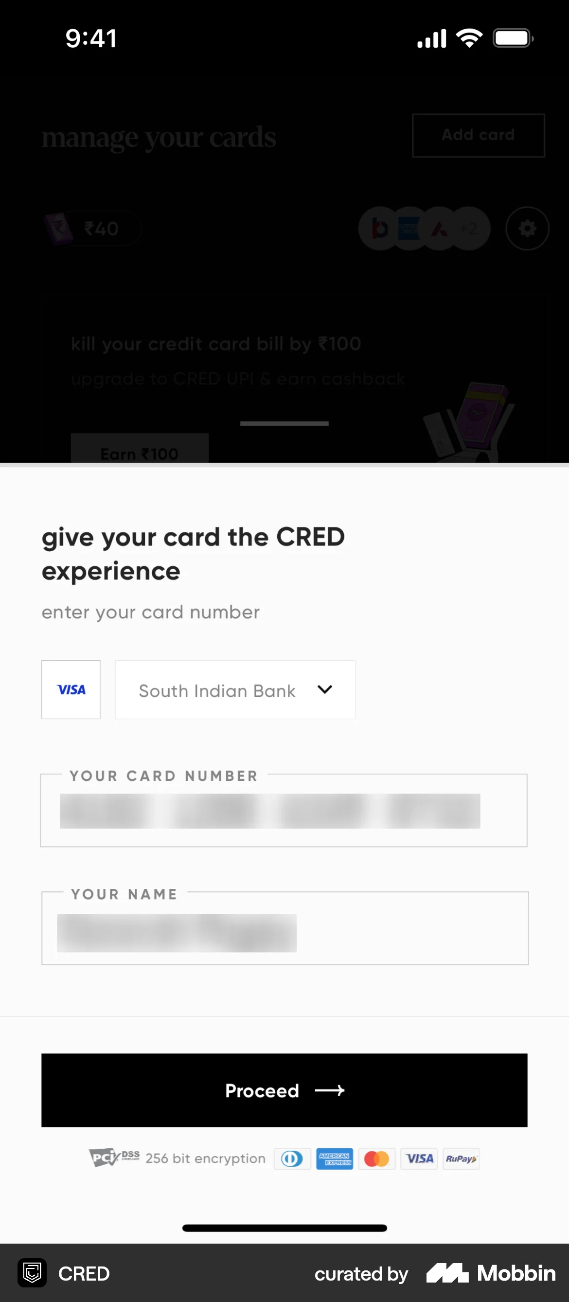 CRED iOS Payment Method screen