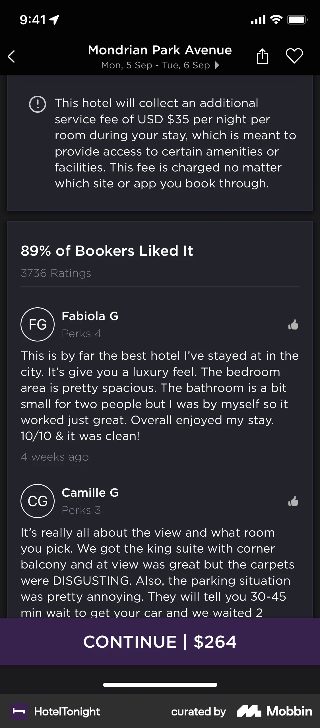 HotelTonight iOS Reviews & Ratings screen