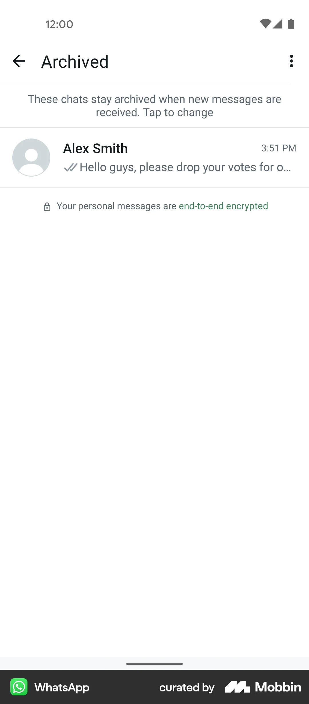 WhatsApp Android Trash & Archive screen