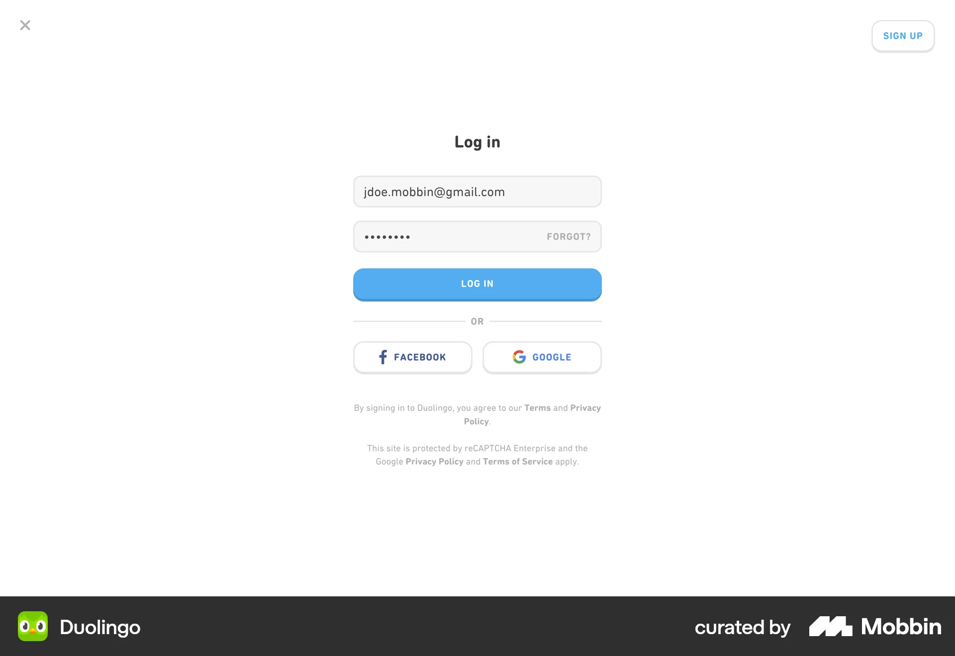 Duolingo Web Login screen