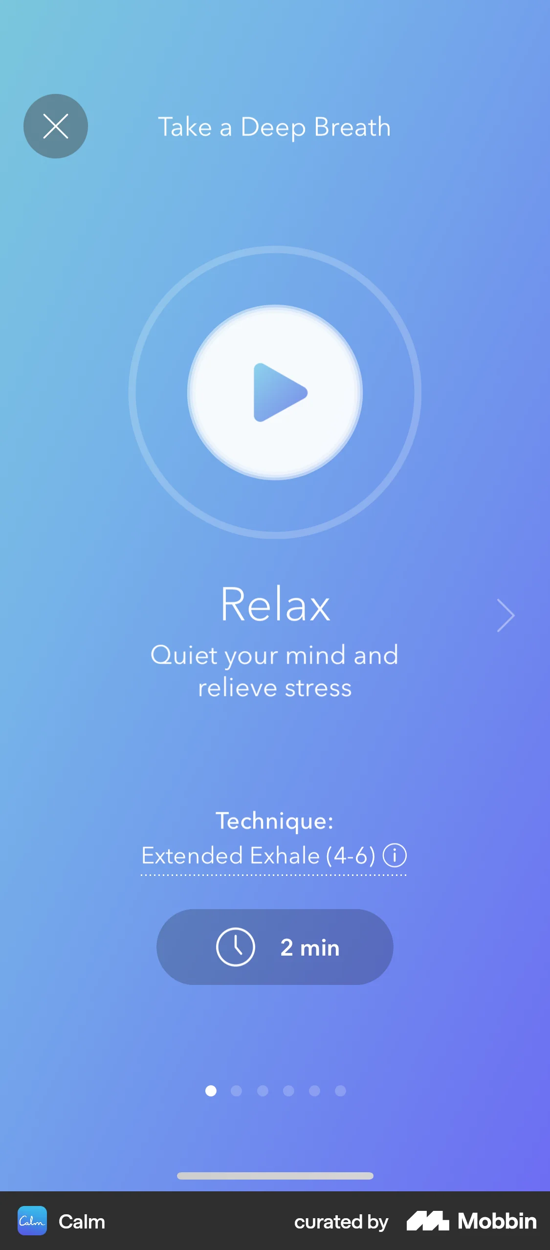 Calm iOS Audio Player screen