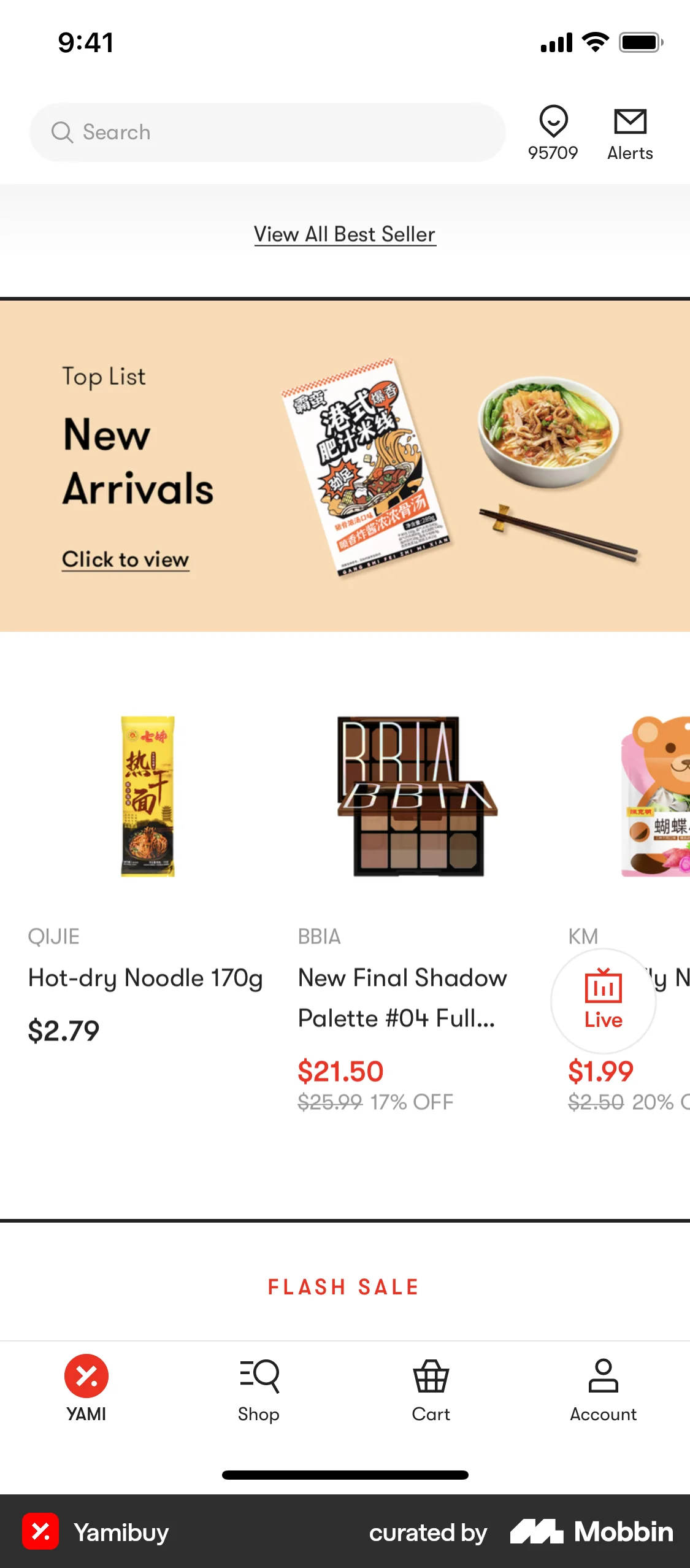 Yamibuy iOS screen containing Divider UI element