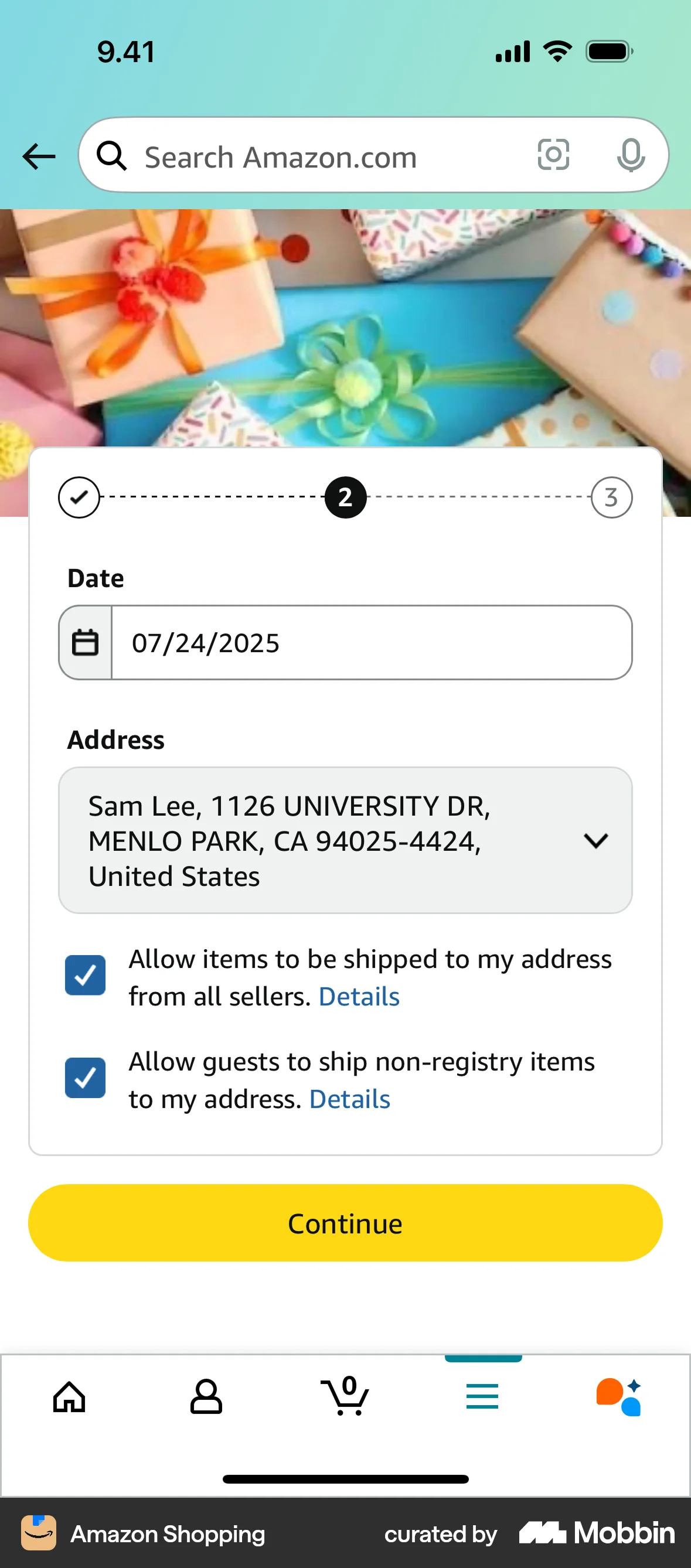Amazon Shopping iOS Progress screen