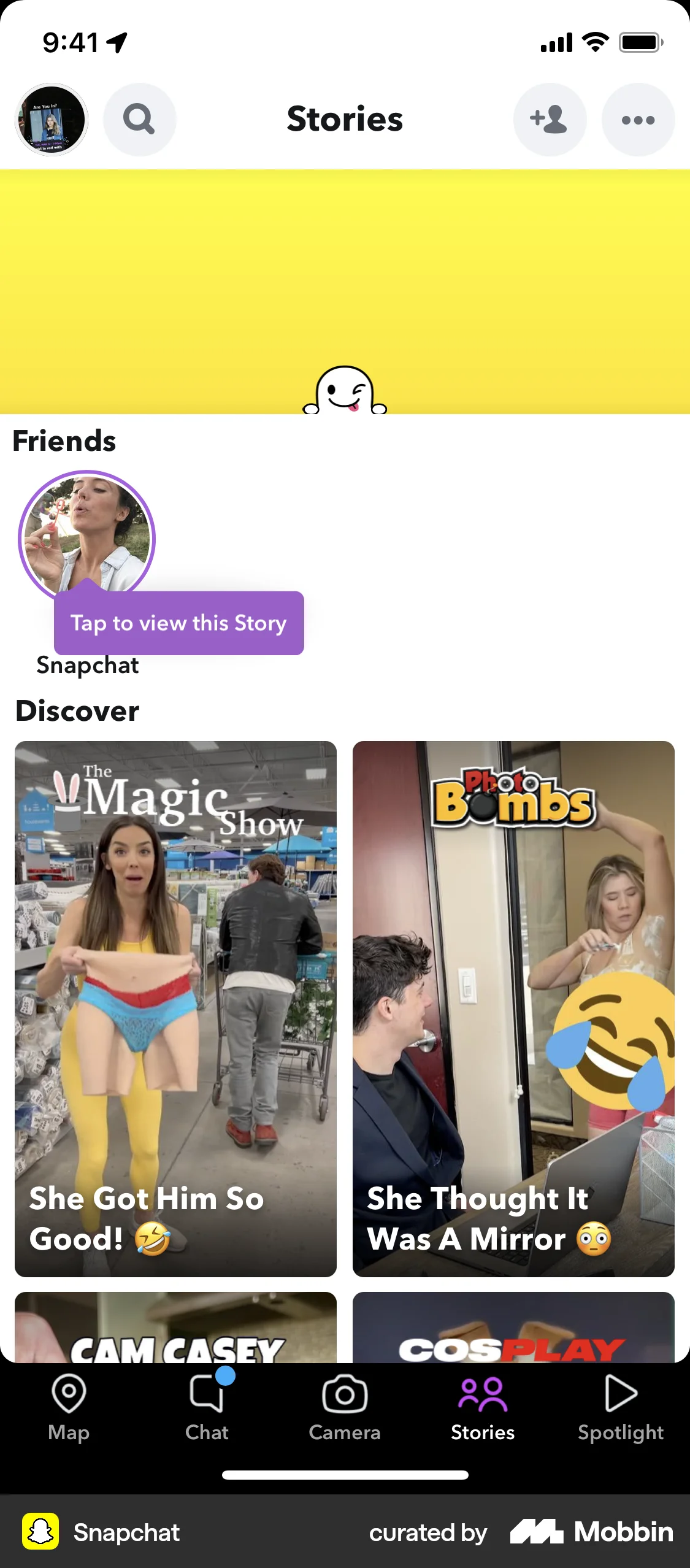 Snapchat iOS Pull to Refresh screen