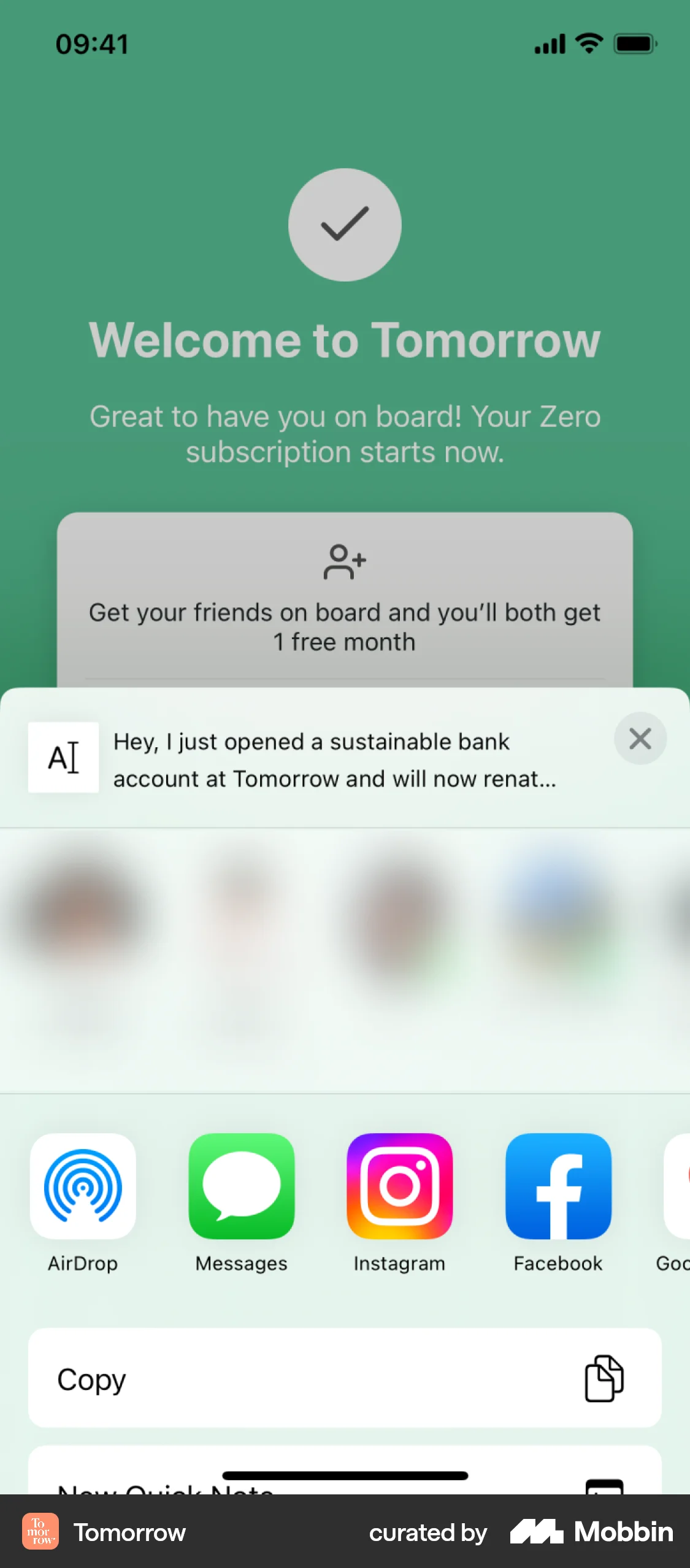 Tomorrow iOS Invite & Refer Friends screen