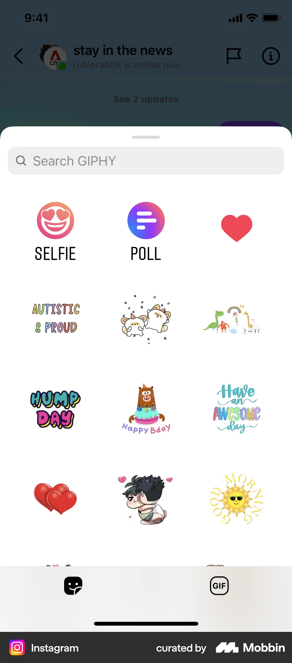 Instagram iOS Filters & Stickers screen