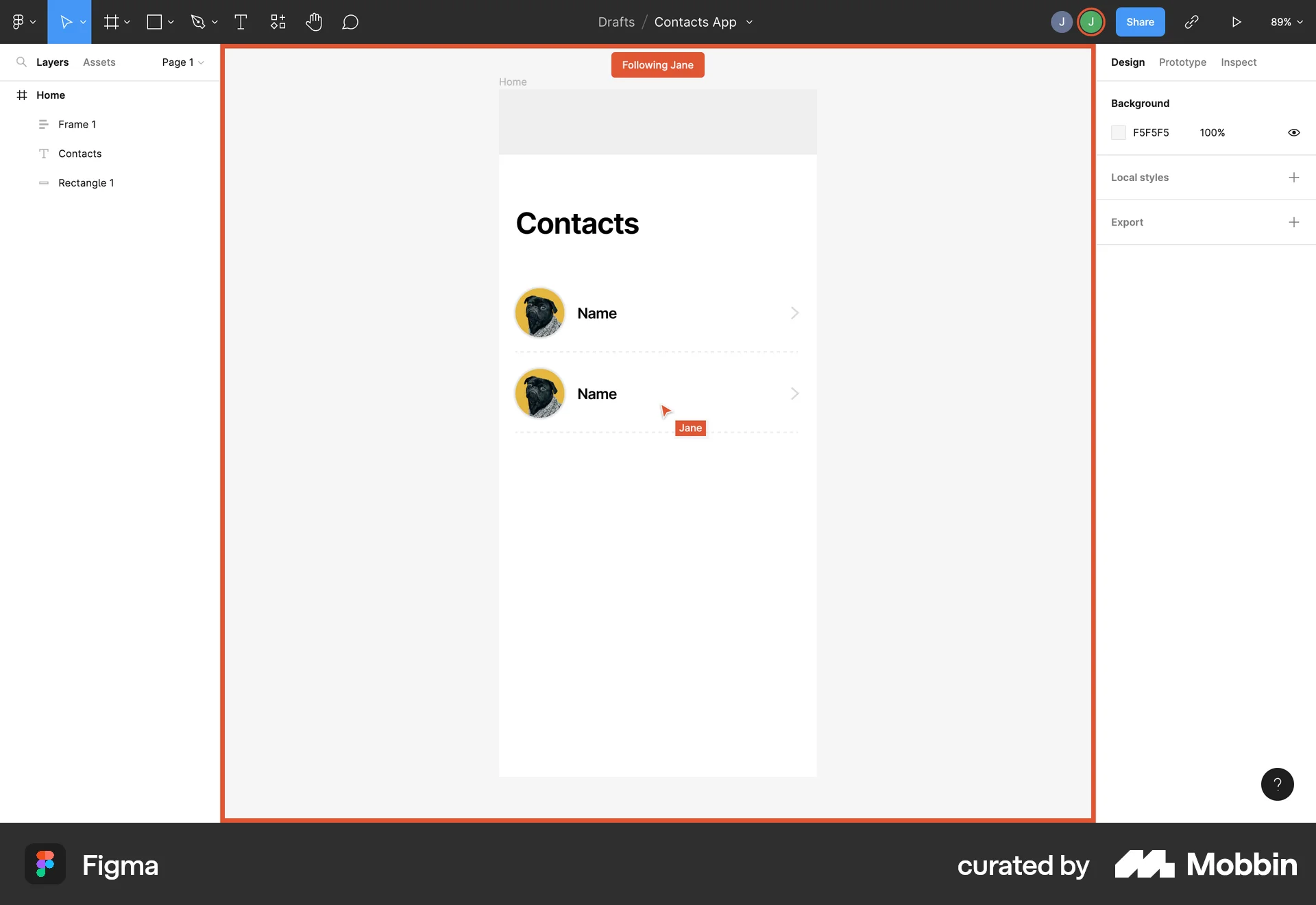 Figma Web Other Action screen