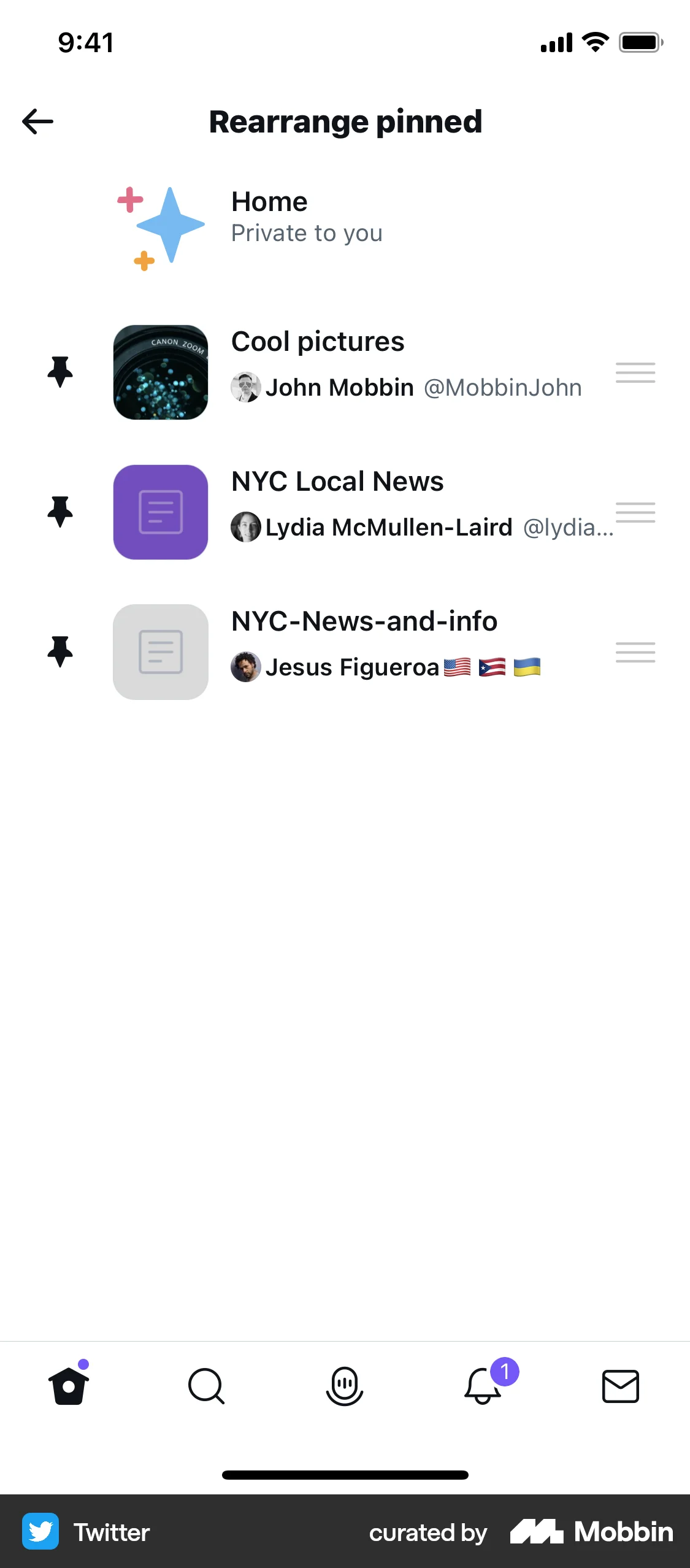 X iOS Reorder screen