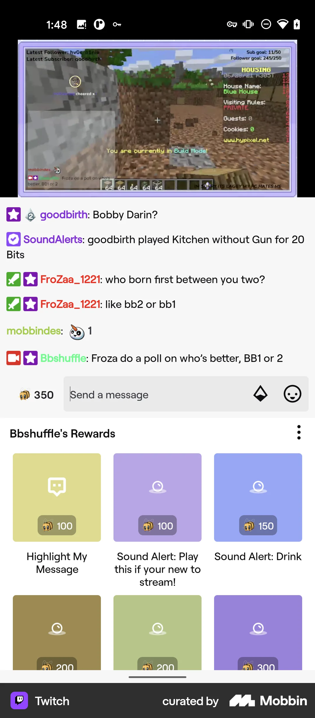 Twitch Android Comments screen