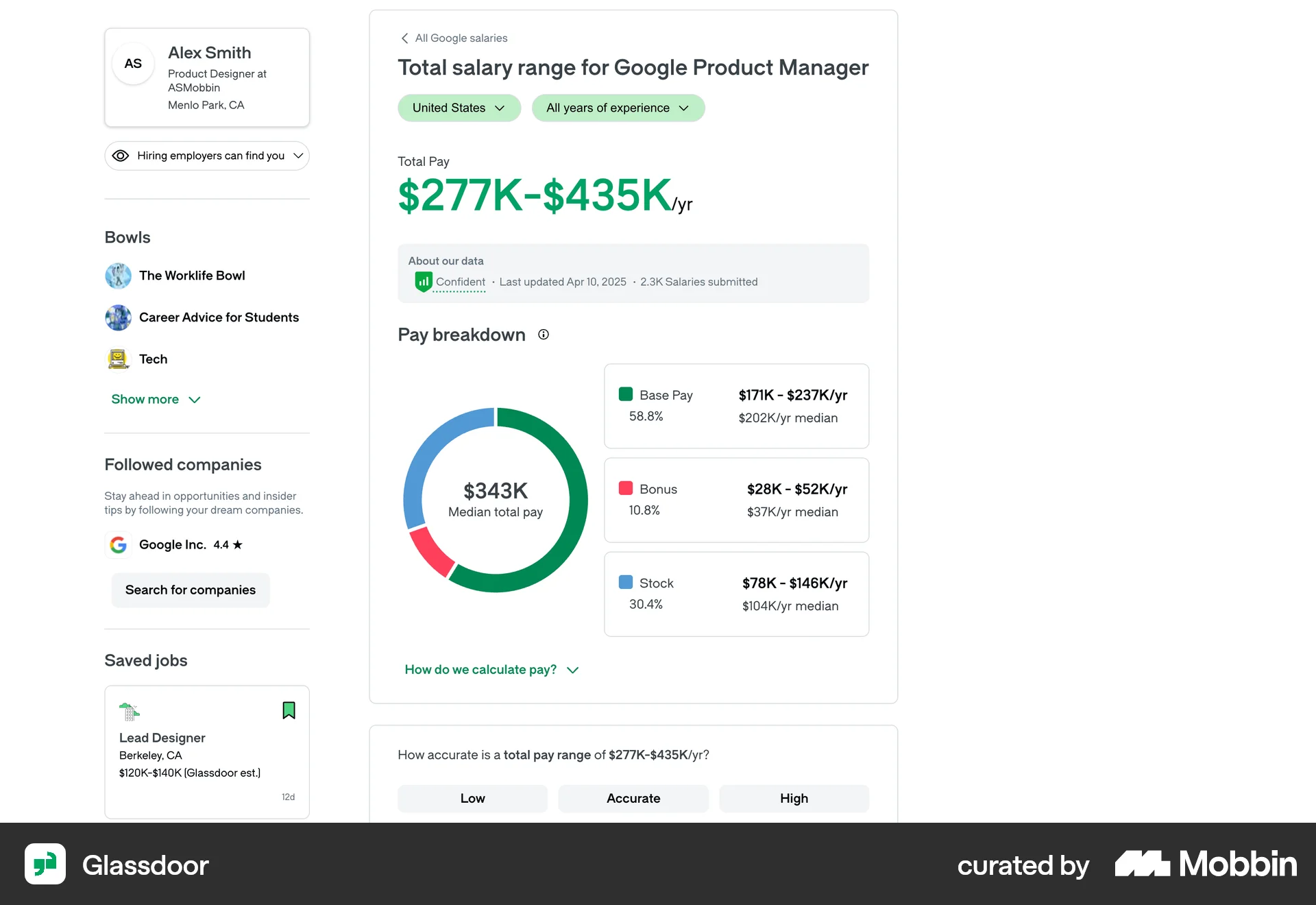 Glassdoor Web Dashboard screen