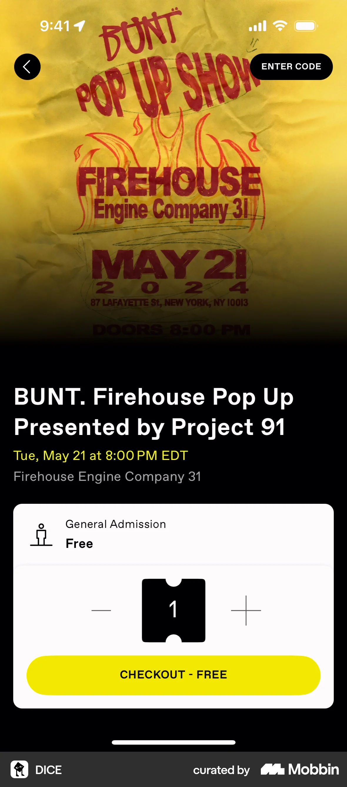 DICE iOS Event Detail screen
