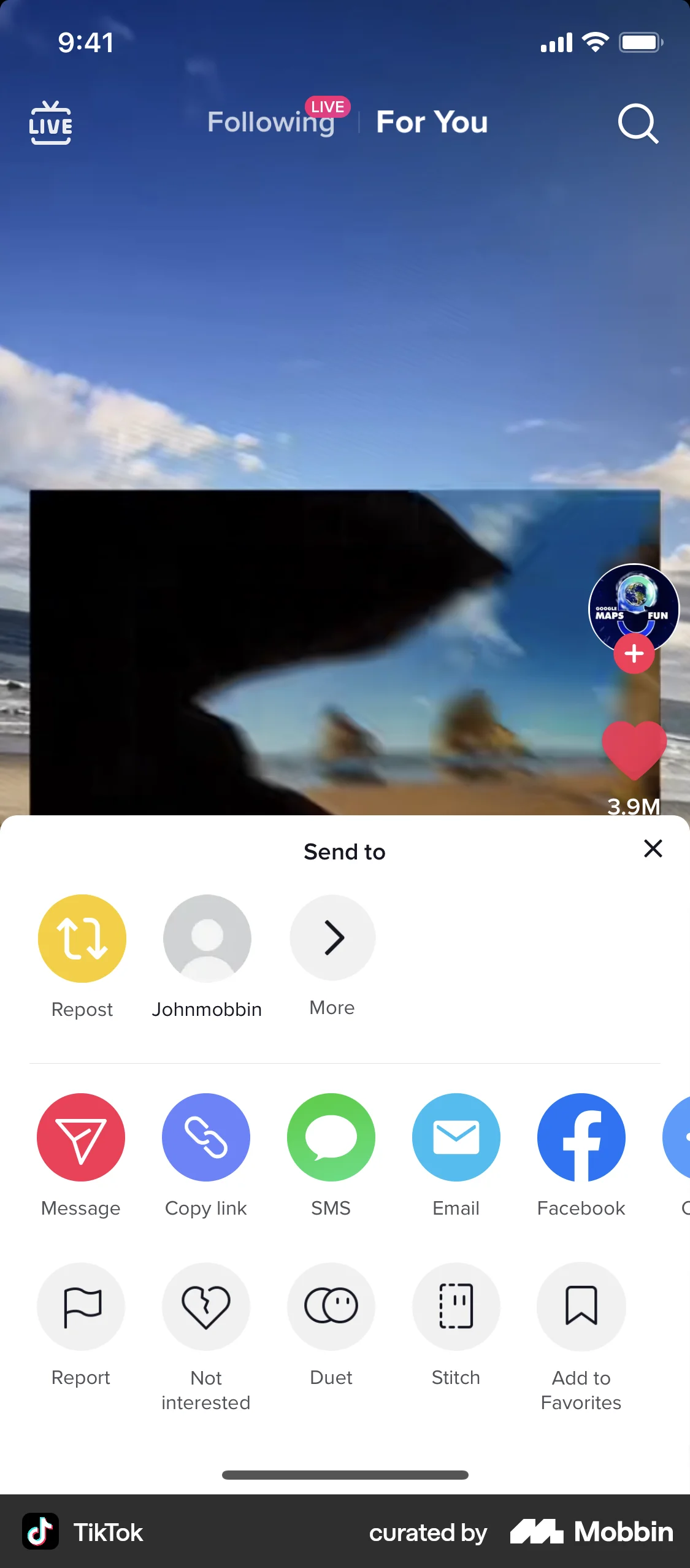 TikTok iOS Share screen