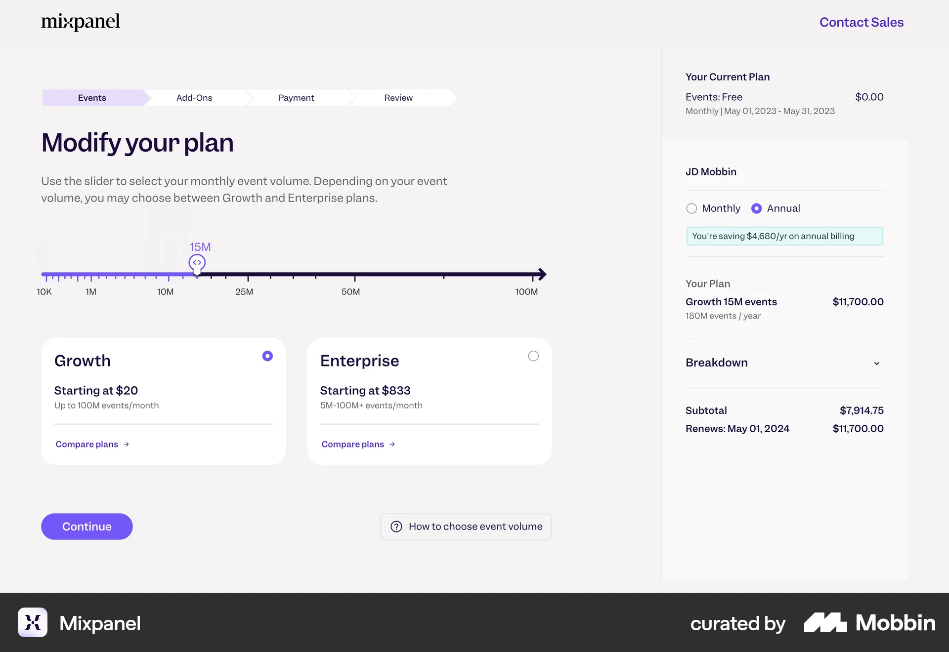 Mixpanel Web CRM App screen