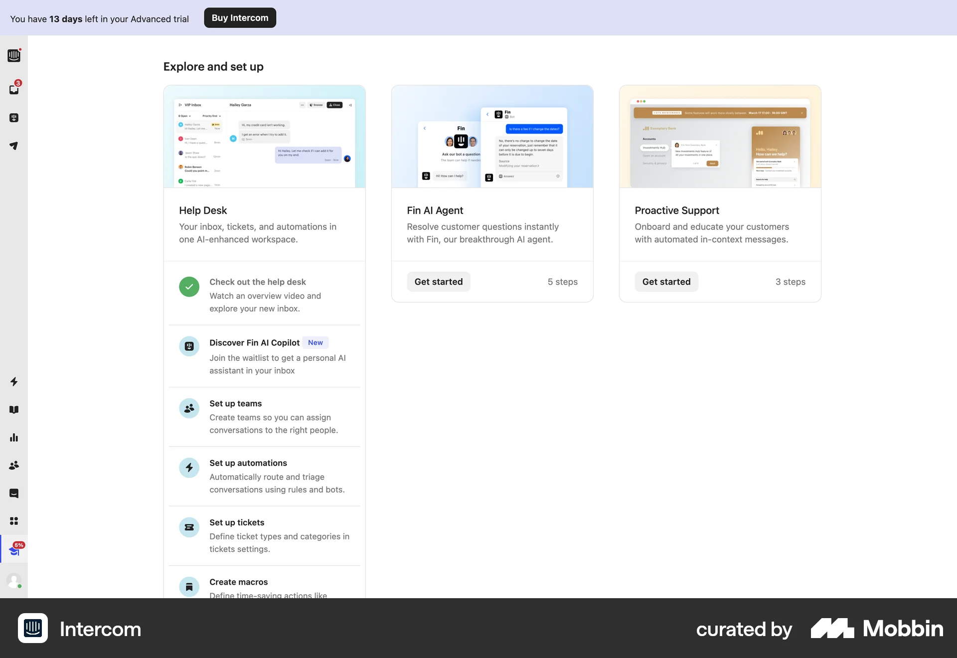 Intercom Web Progress screen
