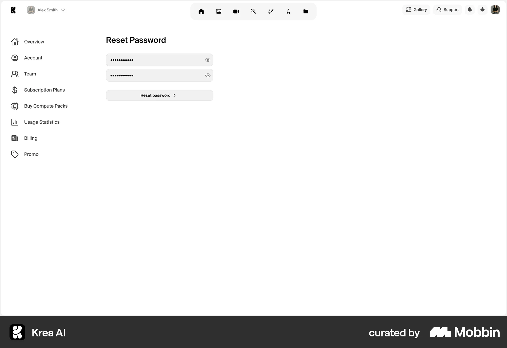 Krea AI Web Forgot Password screen