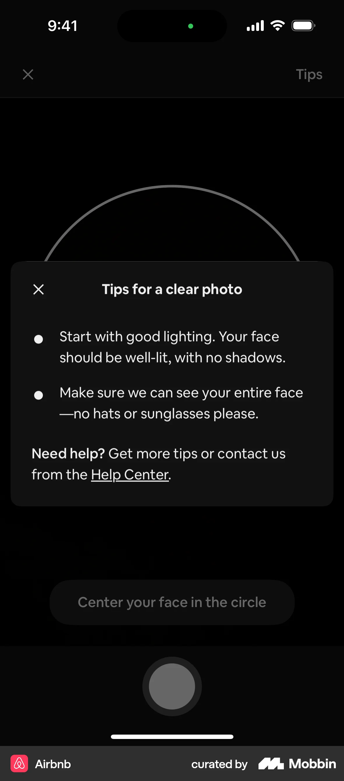 Airbnb iOS screen containing Dialog UI element