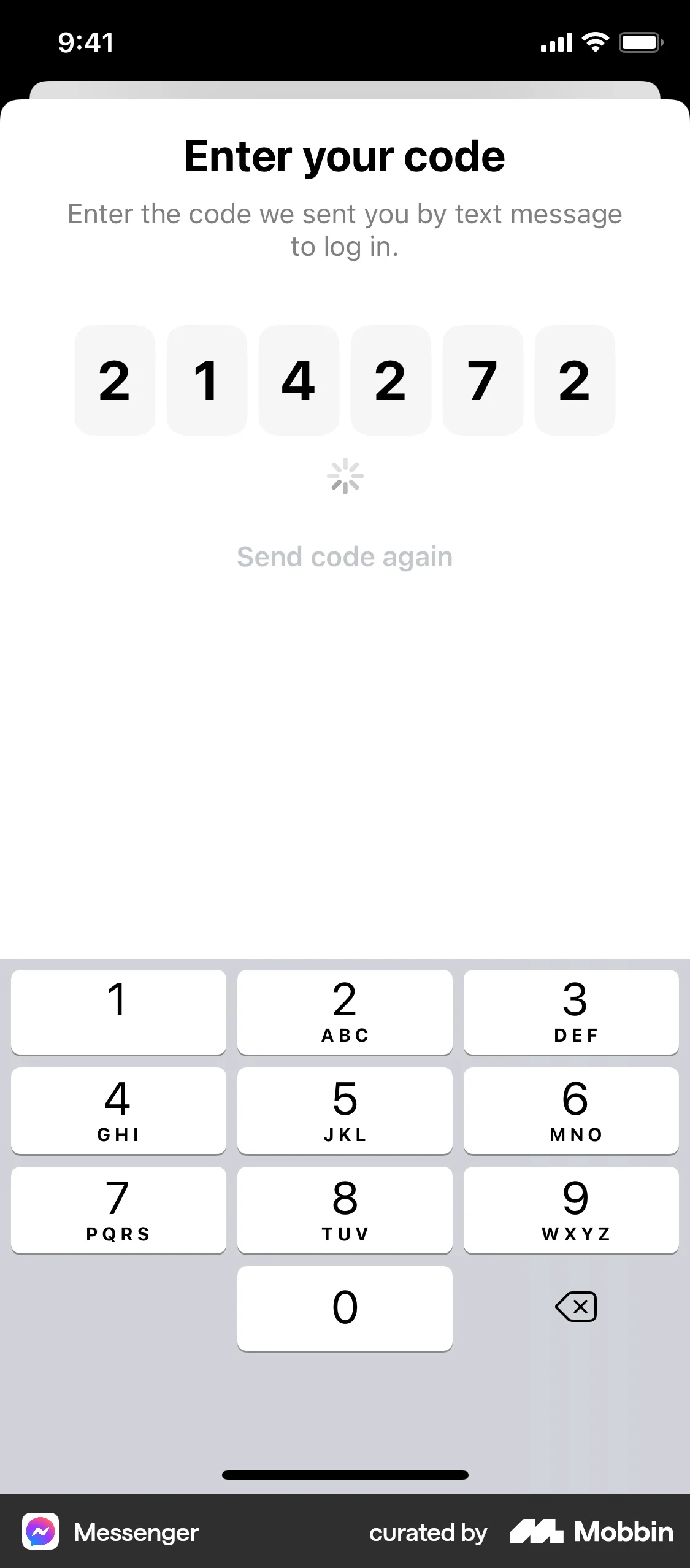 Messenger Switching account screen