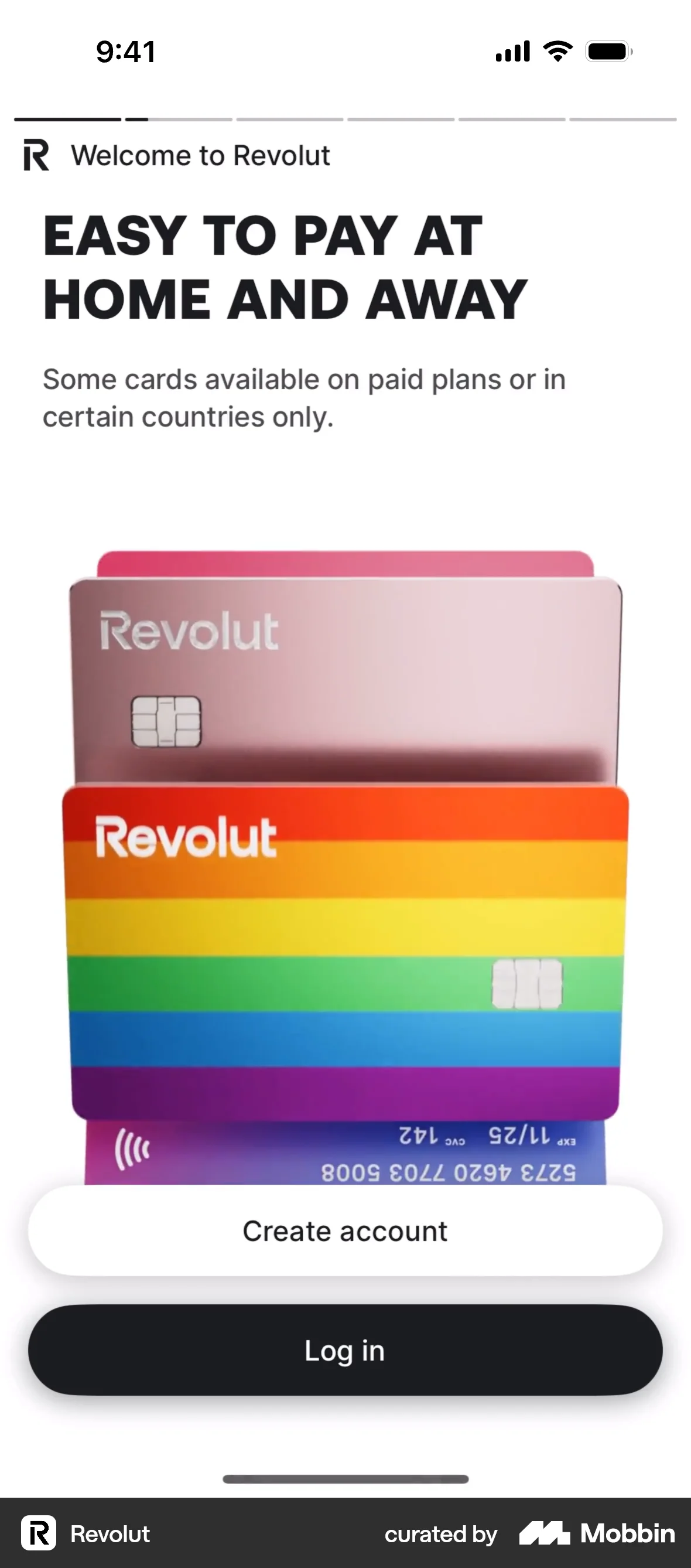 Revolut Onboarding screen