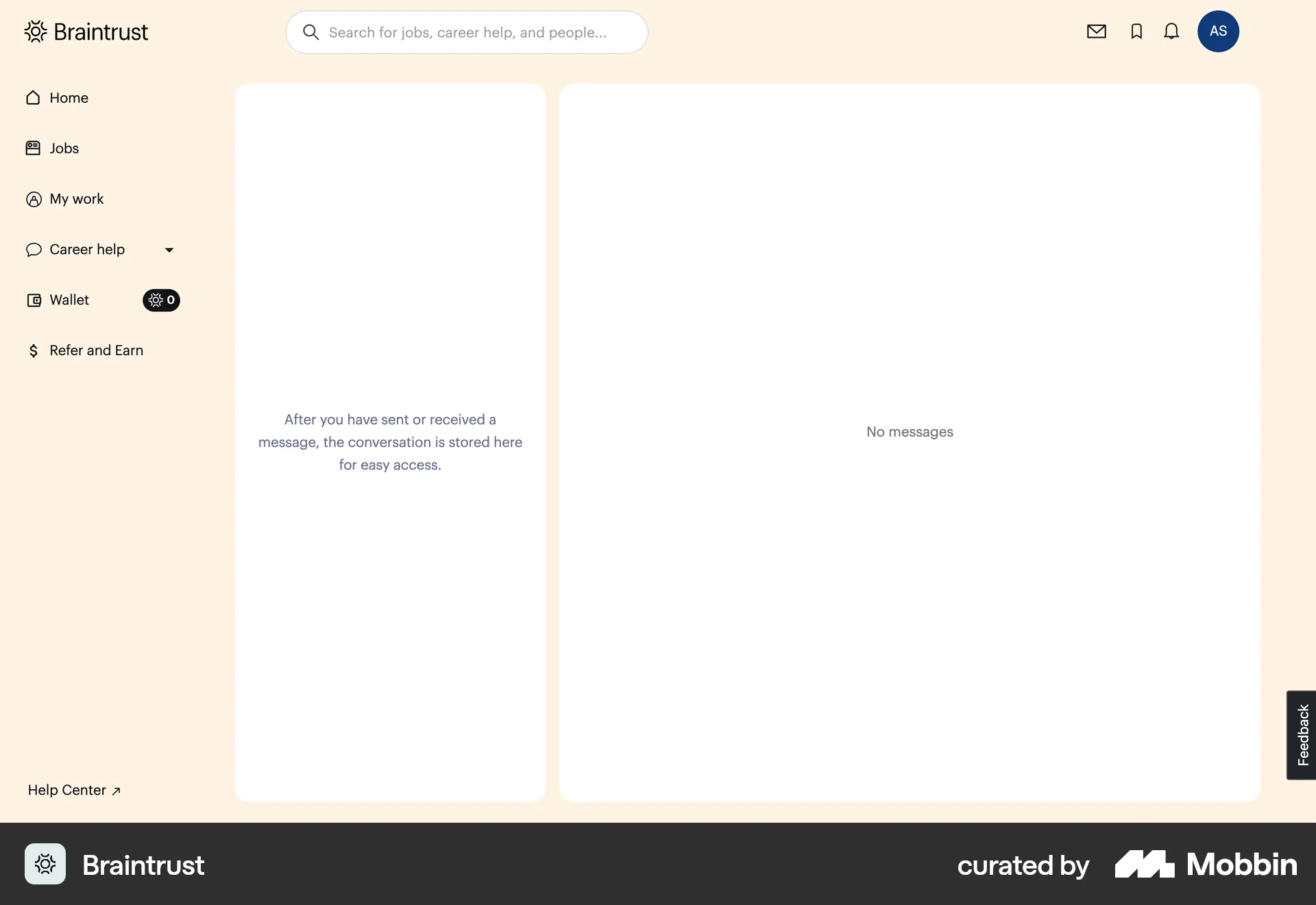 Braintrust Web Emails & Messages screen