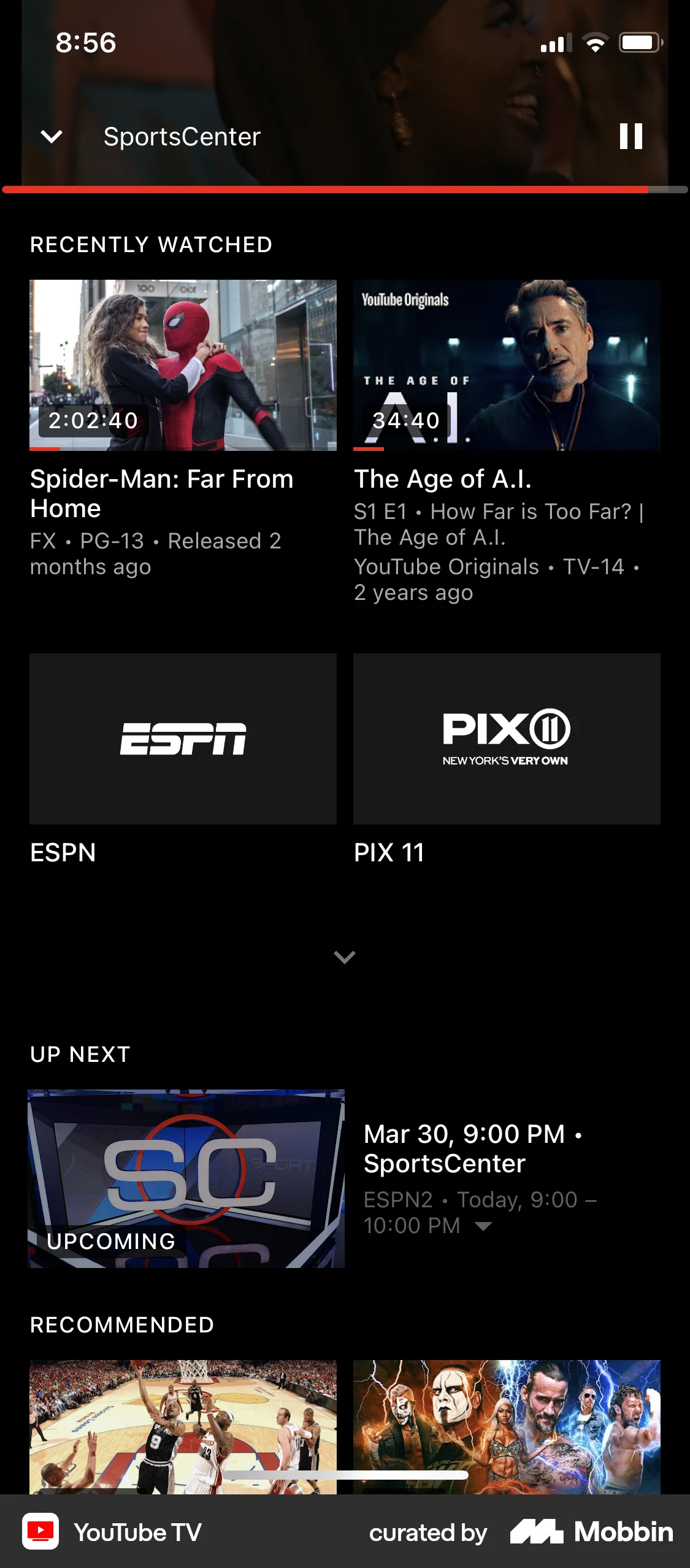 YouTube TV iOS TV Show & Movie Detail screen