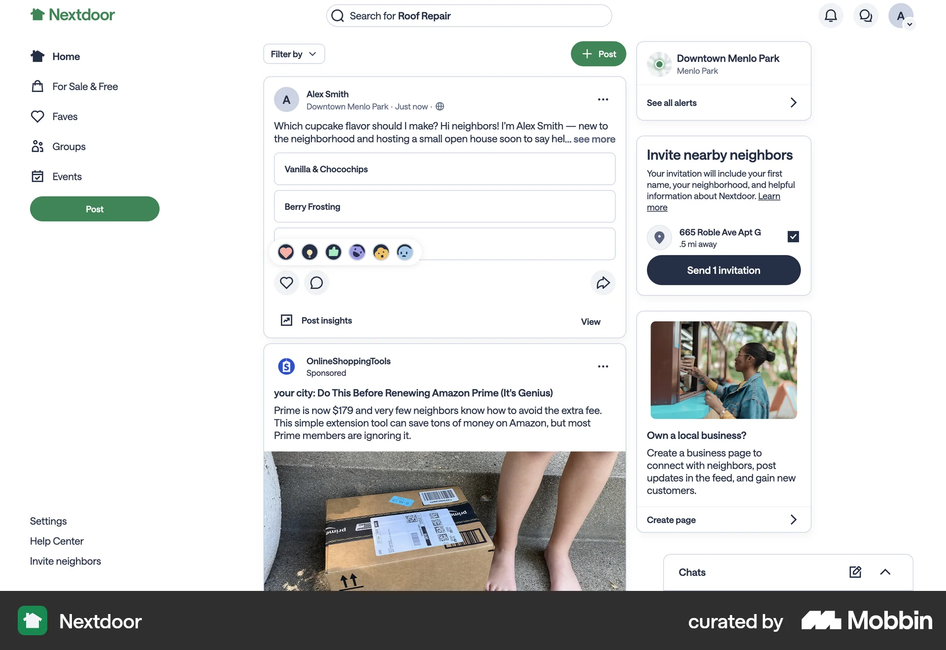 Nextdoor Web Like & Upvote screen
