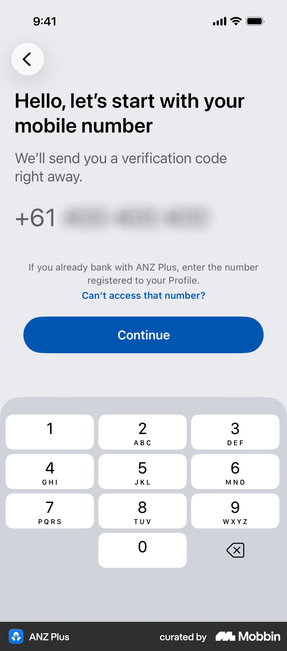 ANZ Plus Onboarding screen
