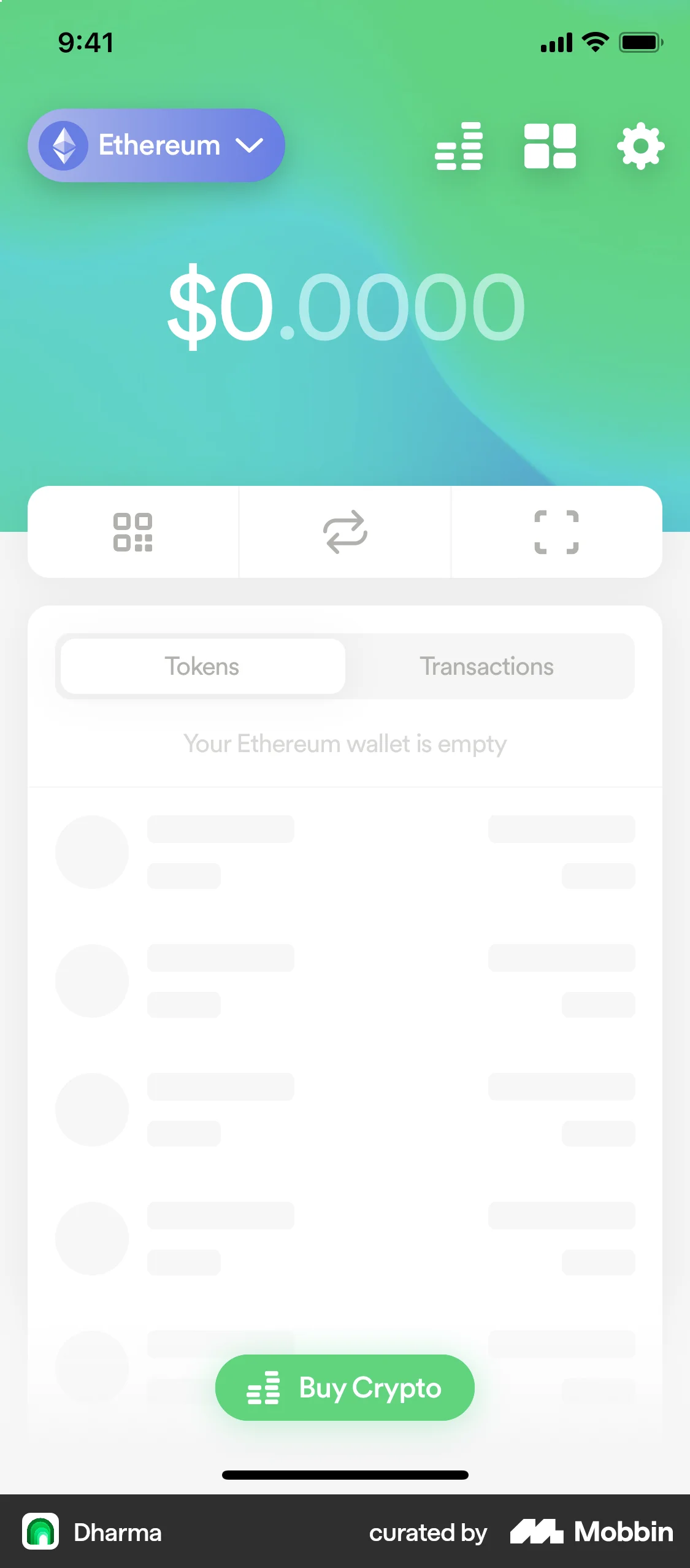 Dharma iOS Wallet & Balance screen
