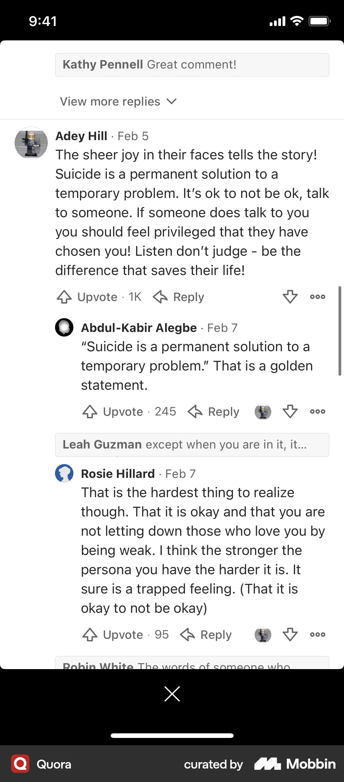 Quora iOS Post Detail screen
