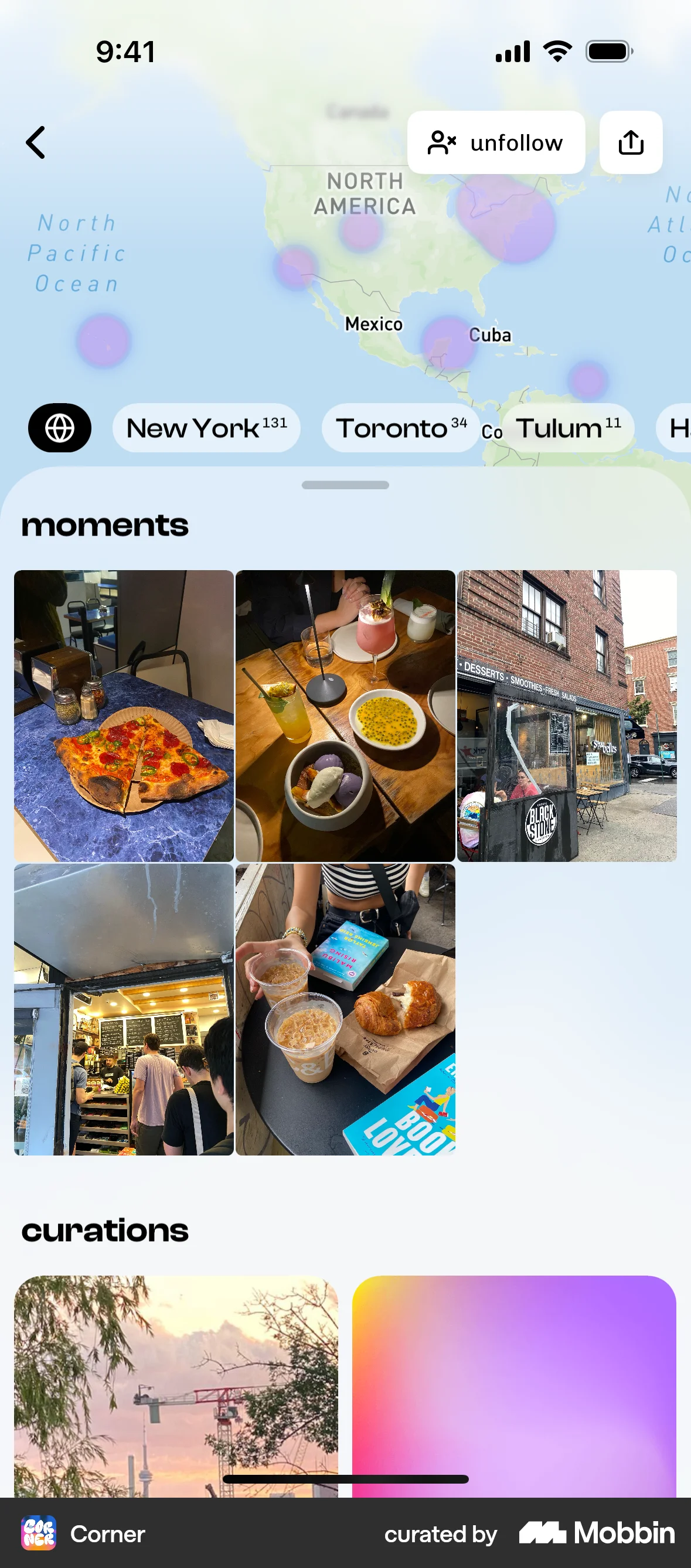 Corner iOS User / Group Profile screen