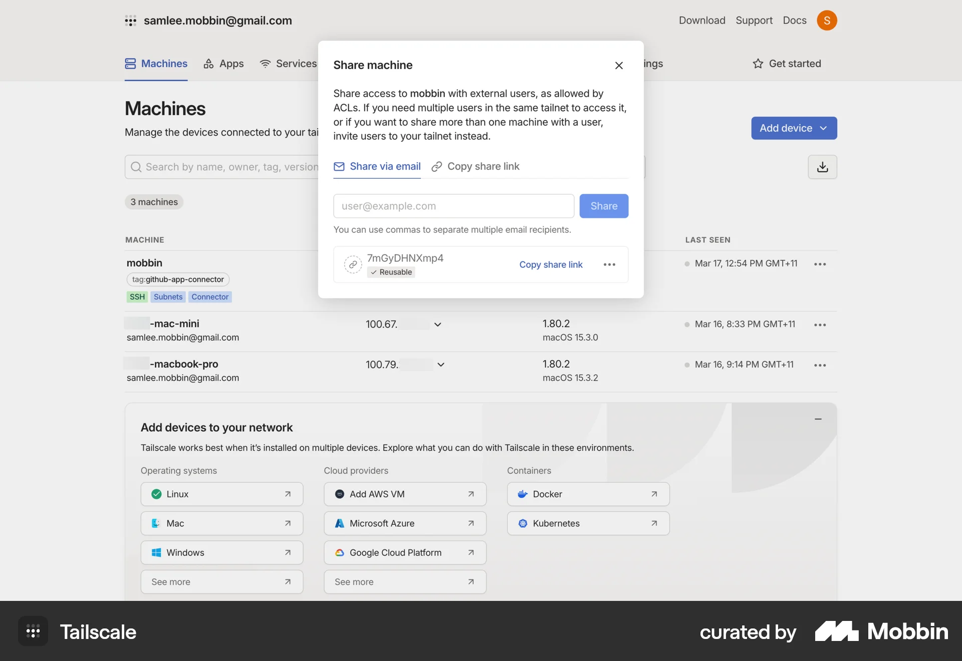 Tailscale Web Utilities App screen