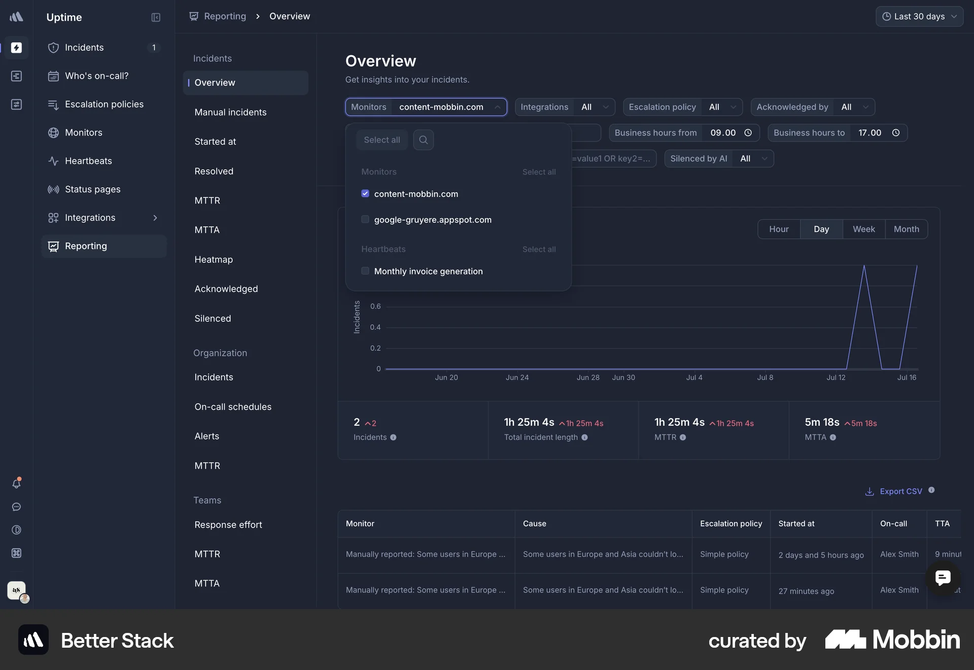 Better Stack Web screen