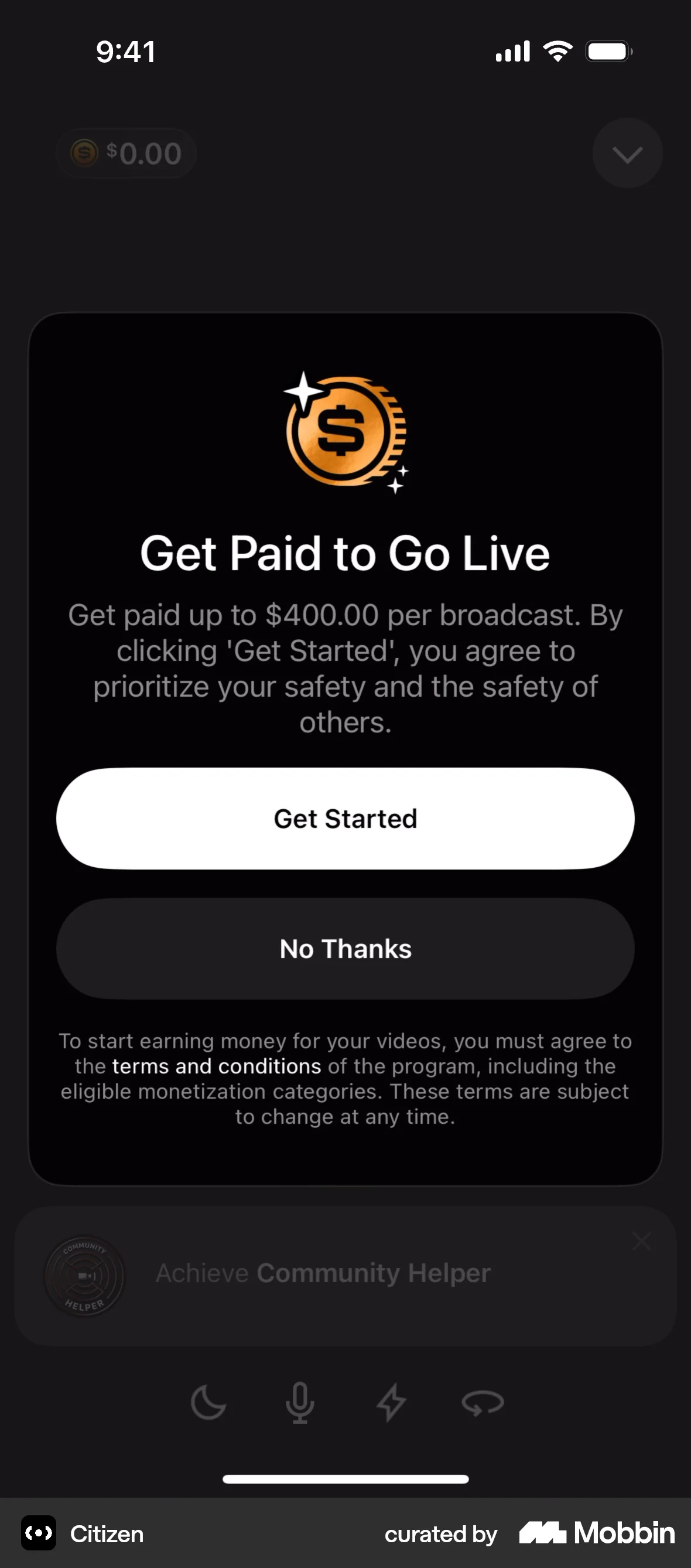Citizen iOS Feature Info screen