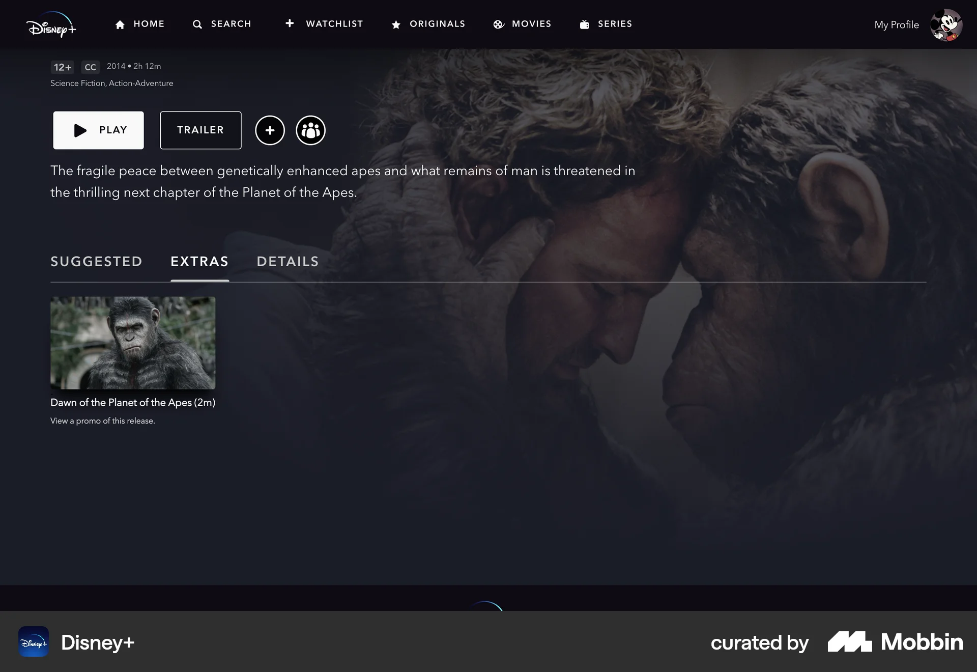 Disney+ Web TV Show & Movie Detail screen