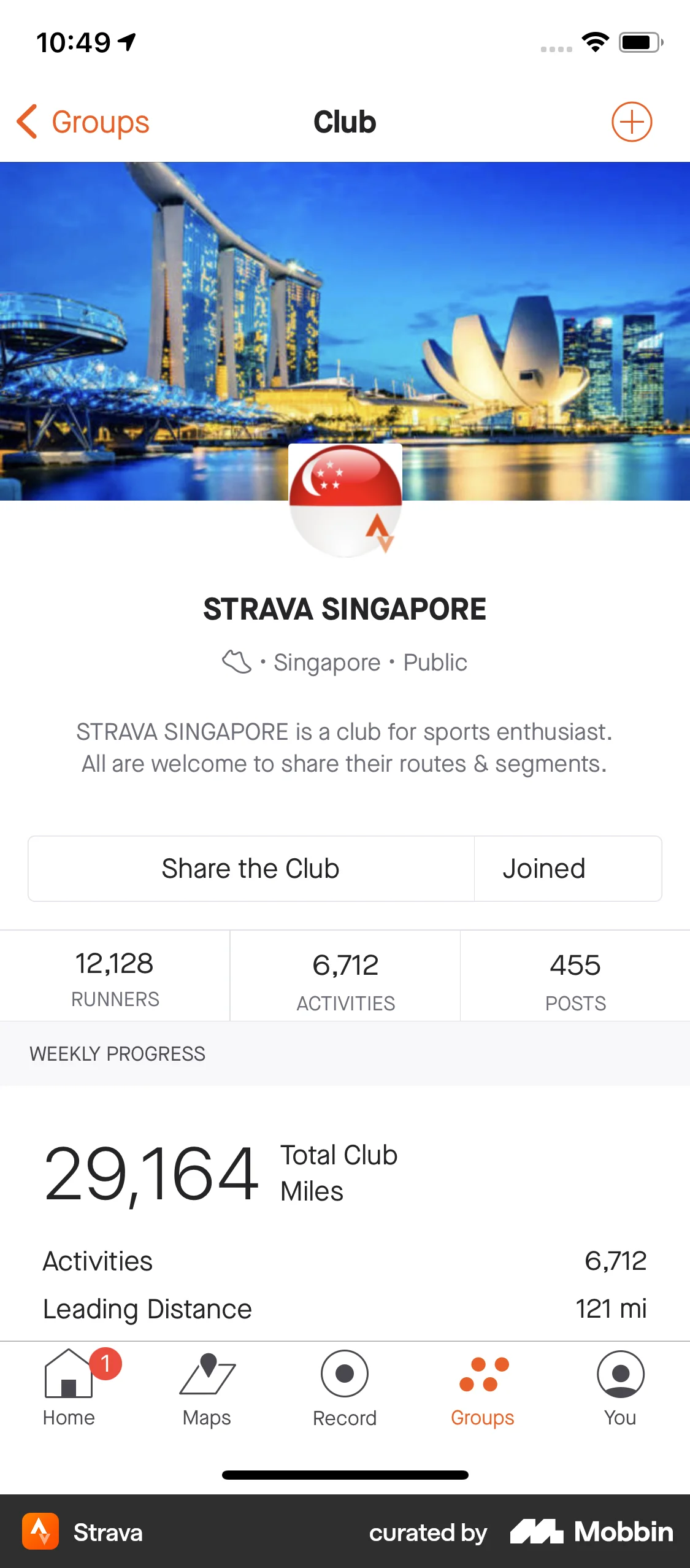 Strava iOS Groups & Community screen