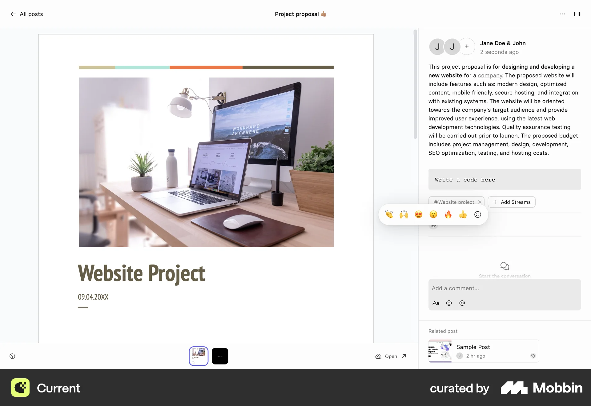 Current Web Like & Upvote screen